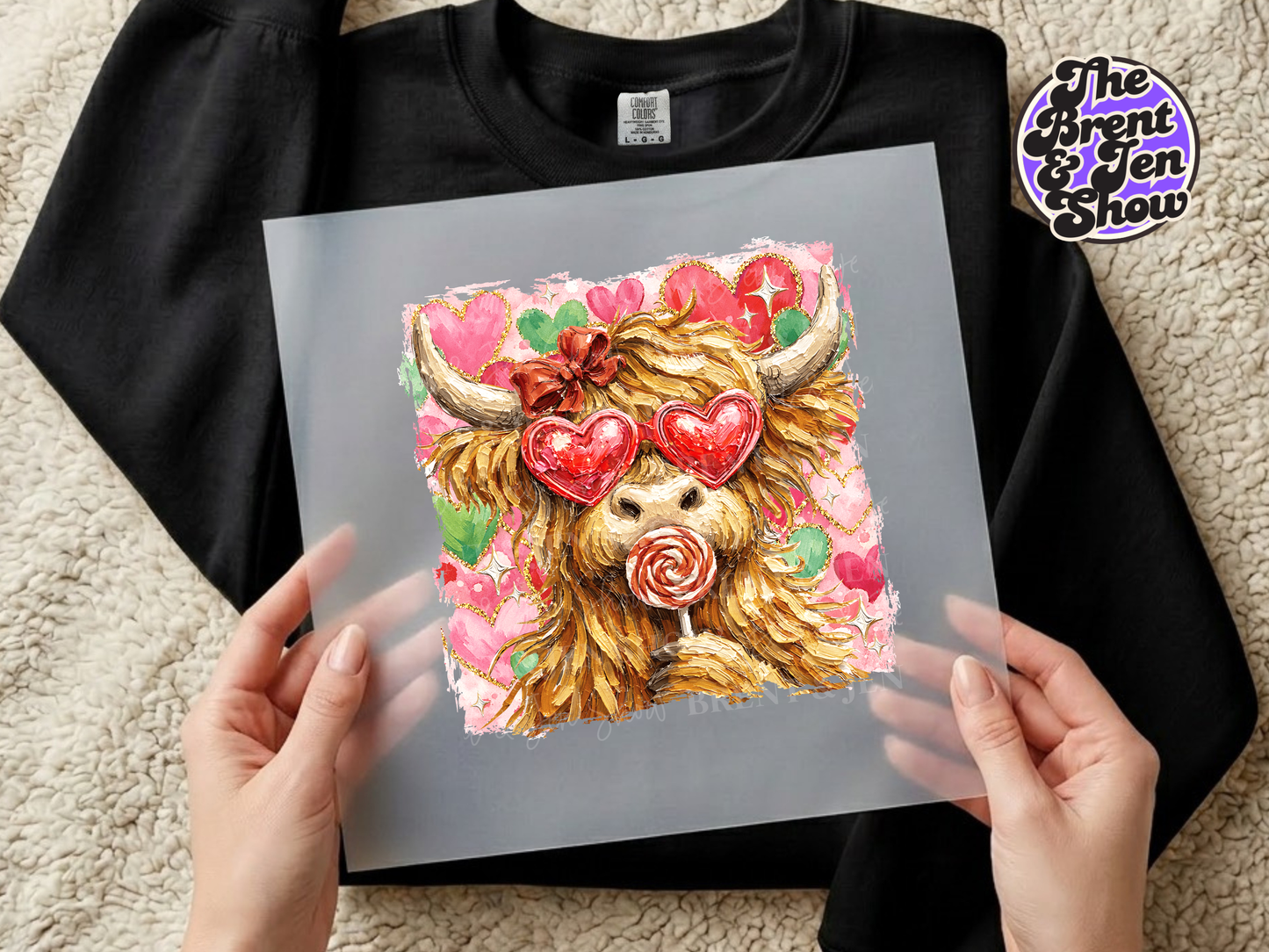 Valentine Highland Cow Transfer DTF/Sublimation
