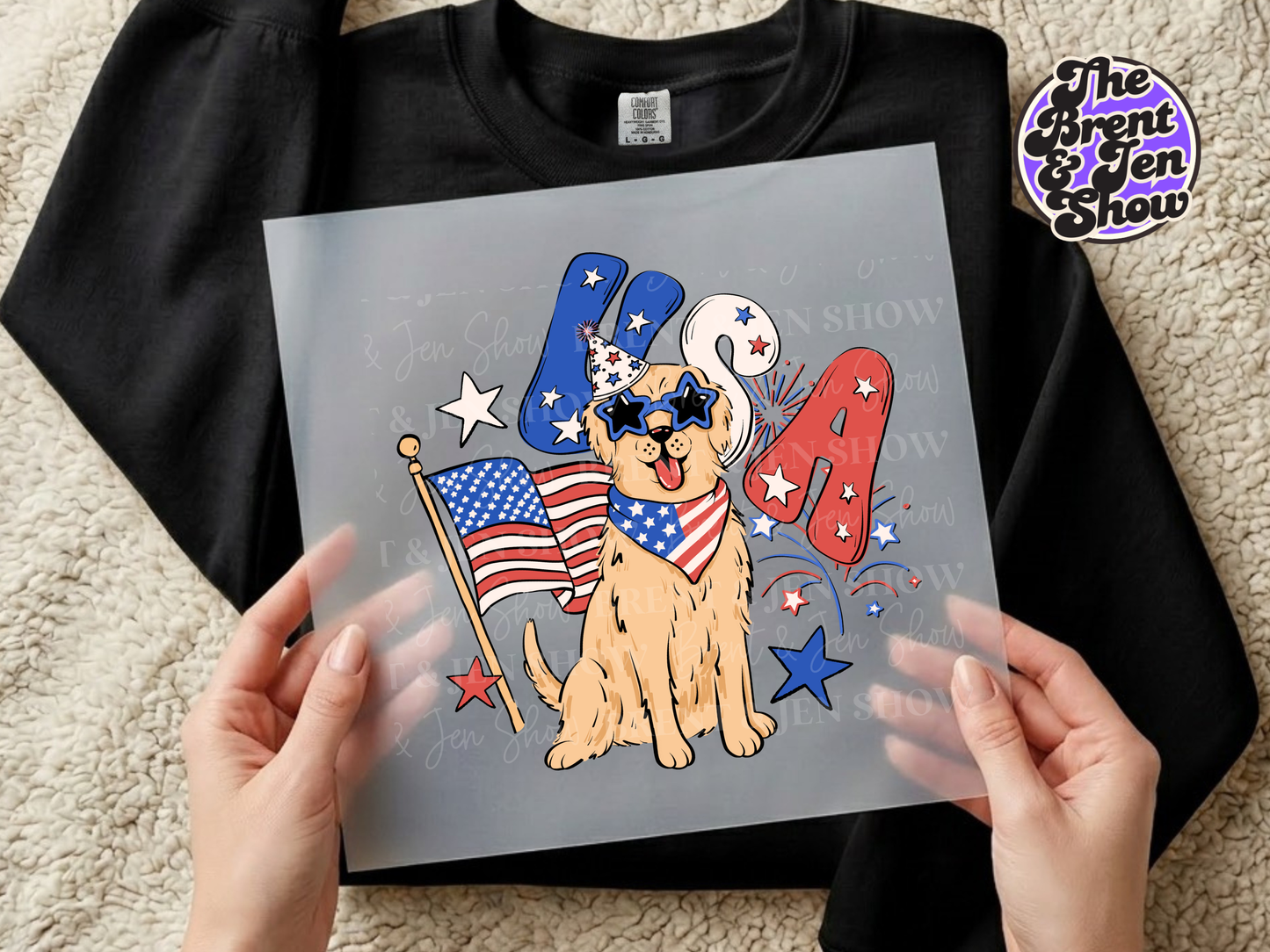 4th of July Star Sunglasses Dog DTF or Sublimation Transfer