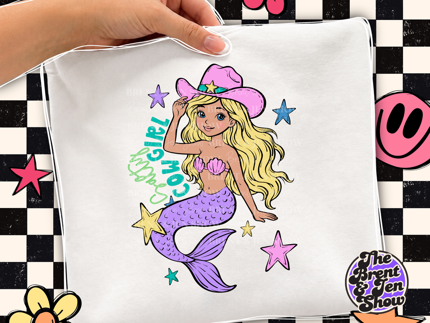 Salty Cowgirl Blonde Mermaid DTF or Sublimation Heat Transfer