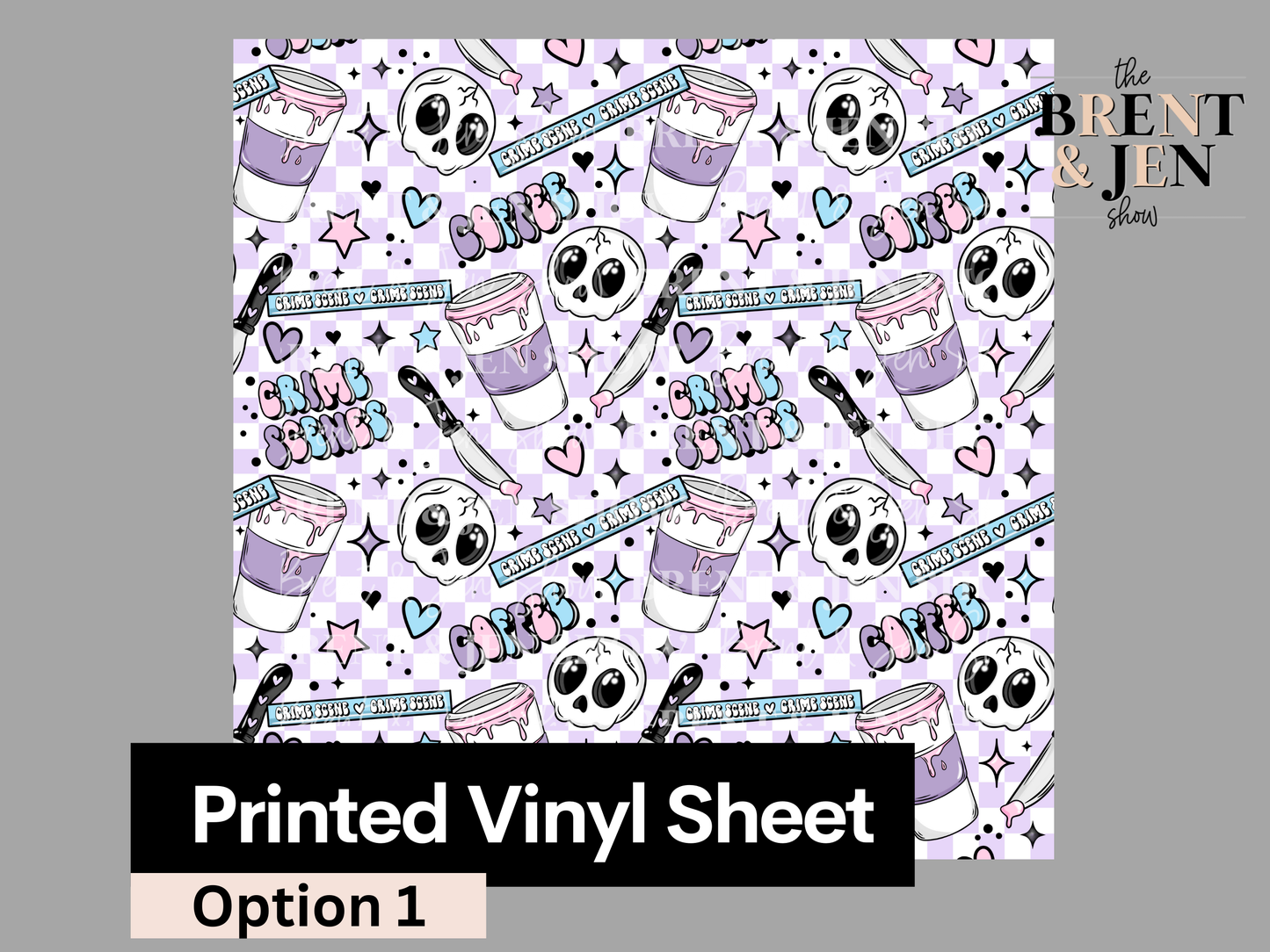 Coffee & Crime Scenes, Printed Patterned Vinyl