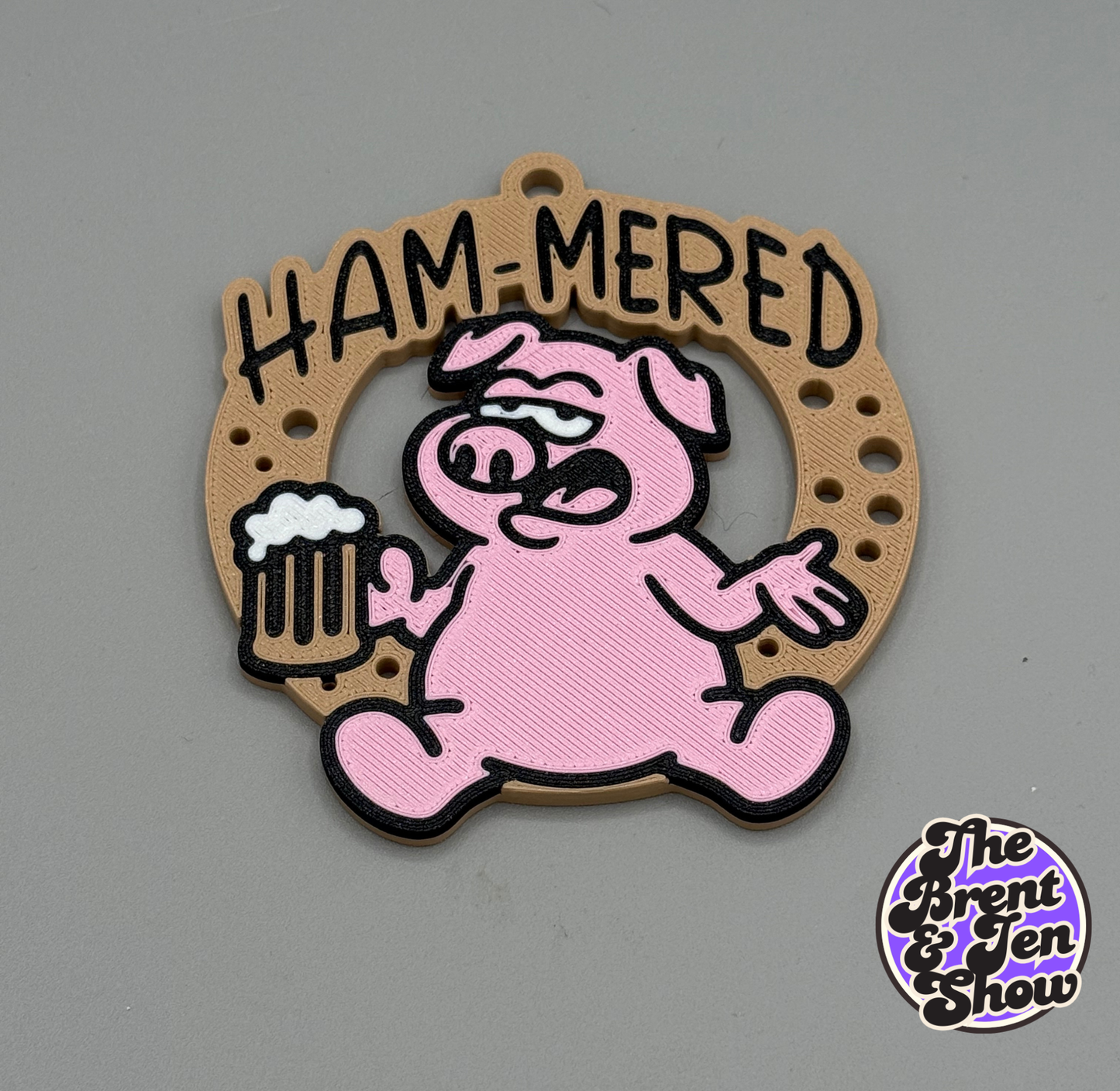 HAM-MERED Pig Ornament