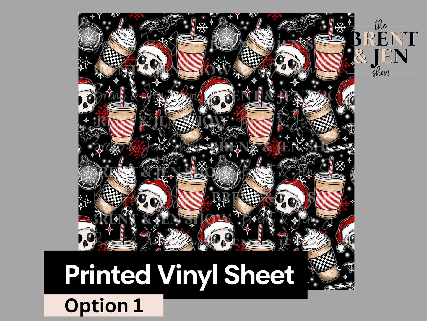 Spooky Christmas Coffee Seamless Vinyl Pattern