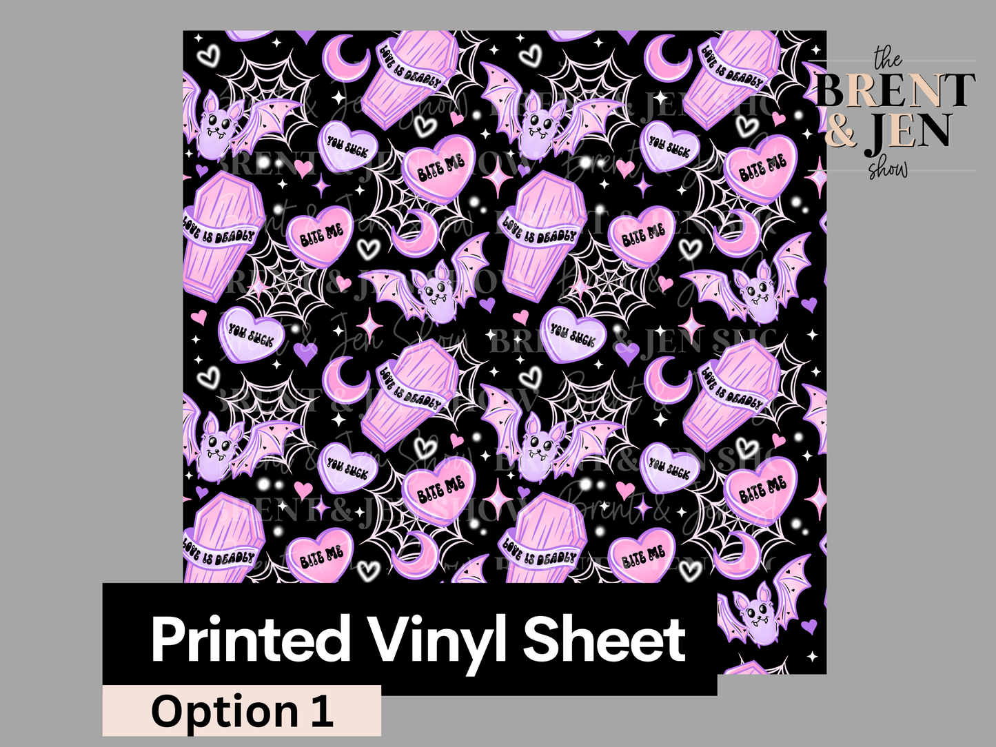 Bat Valentines Day Seamless, Printed Patterned Vinyl