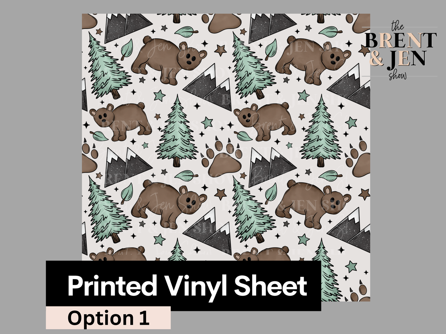 Bears & Trees Seamless Printed Vinyl Pattern