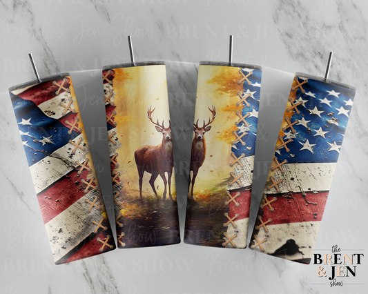 American Flag, Deer Tumbler