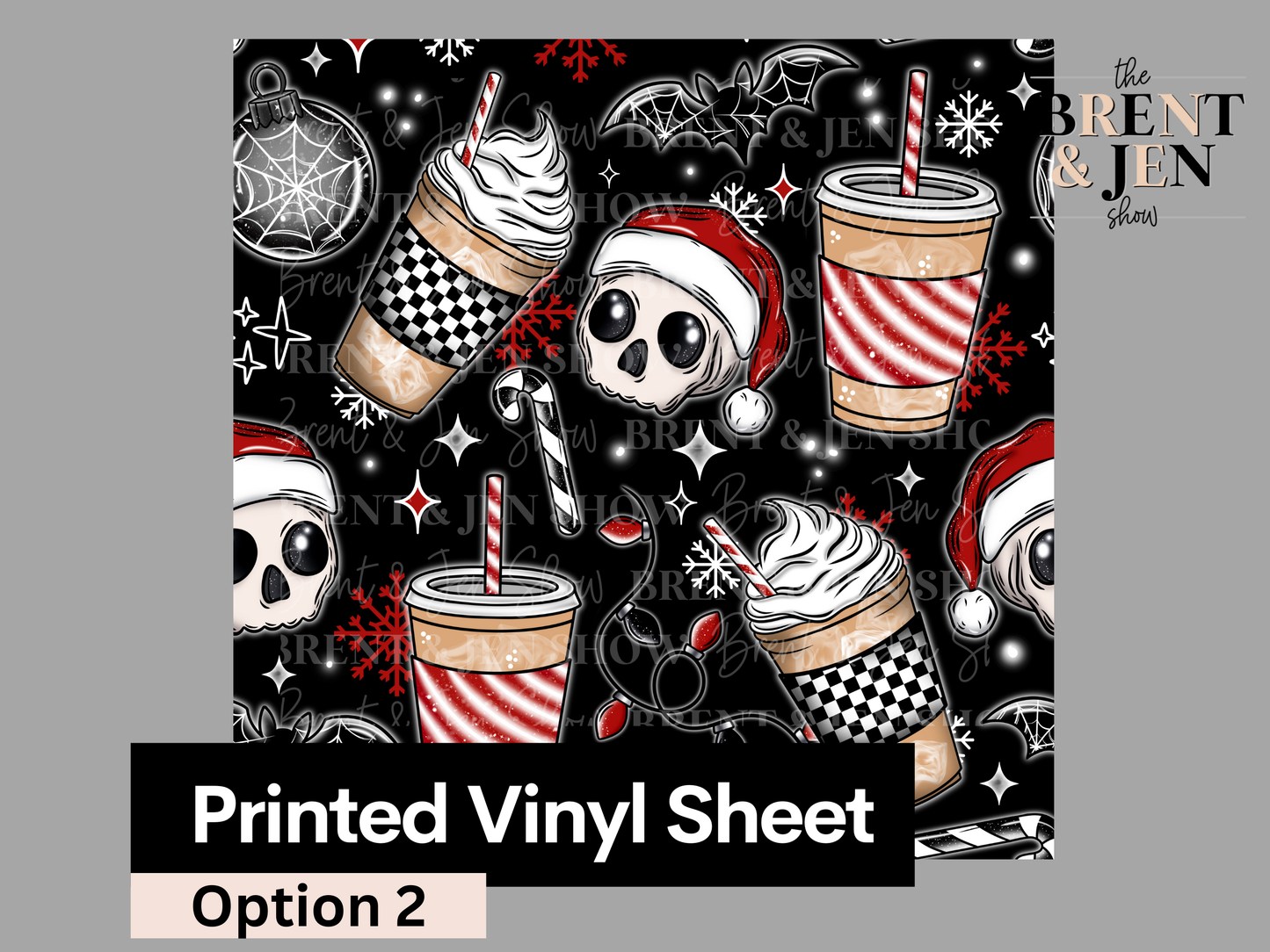 Spooky Christmas Coffee Seamless Vinyl Pattern