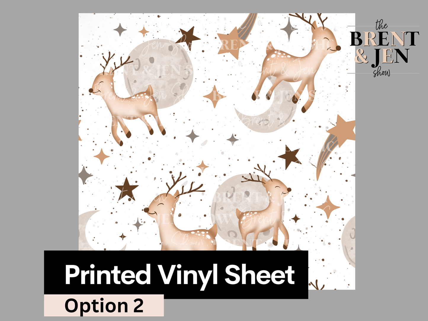 Moon & Reindeer, Printed Patterned Vinyl