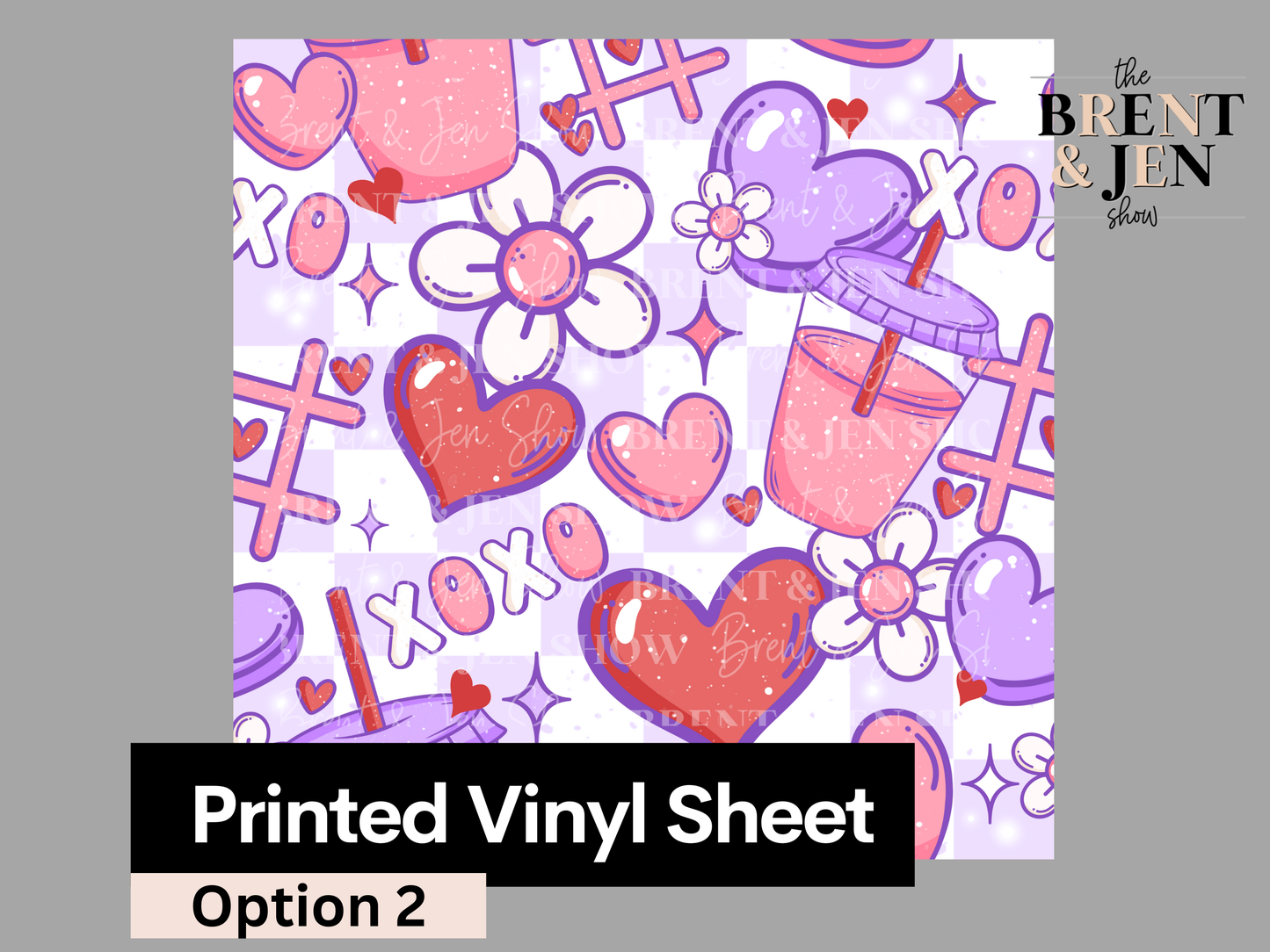 XOXO Heart Flowers Seamless, Printed Patterned Vinyl