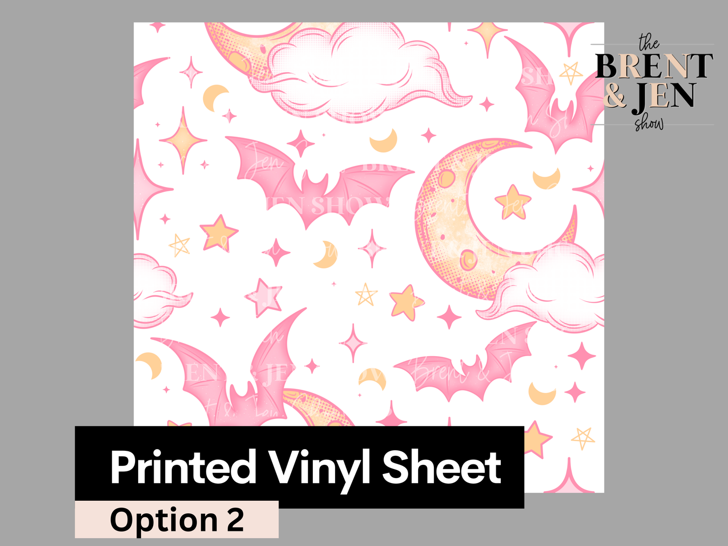 Pink Bats and Moons Seamless Printed Vinyl Pattern