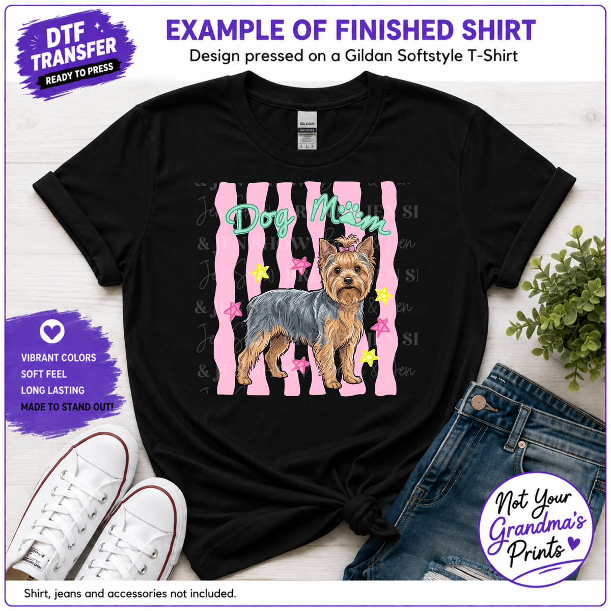 Dog Mom Yorkie DTF Transfer, Ready-to-Press Sublimation Design