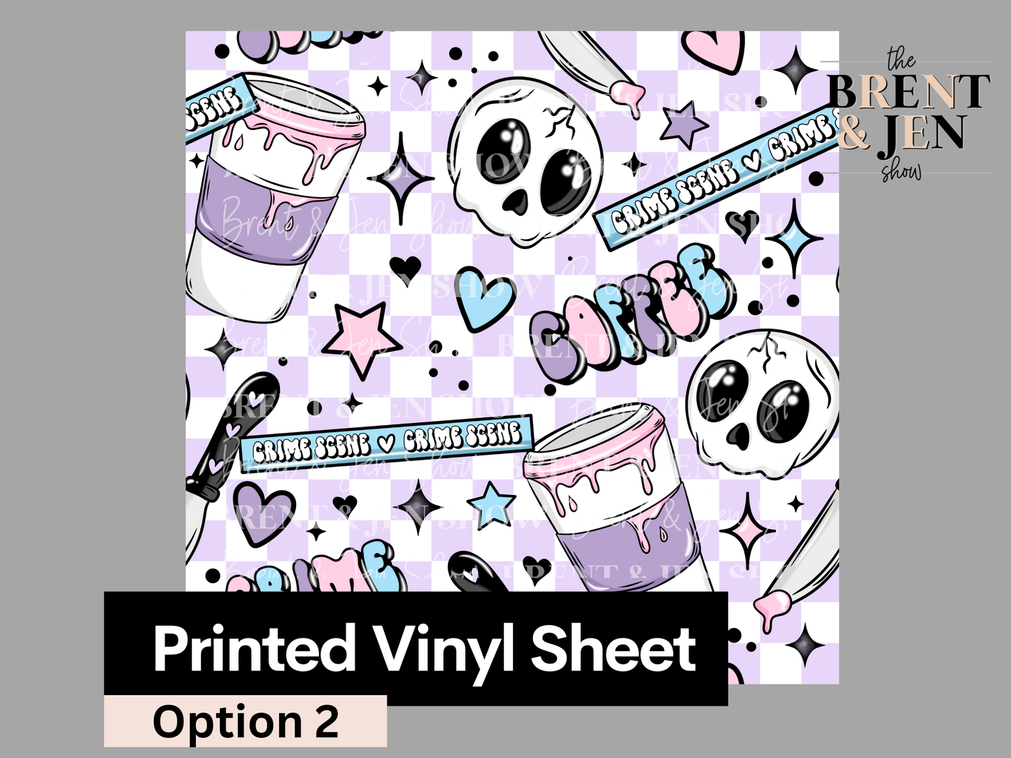 Coffee & Crime Scenes, Printed Patterned Vinyl