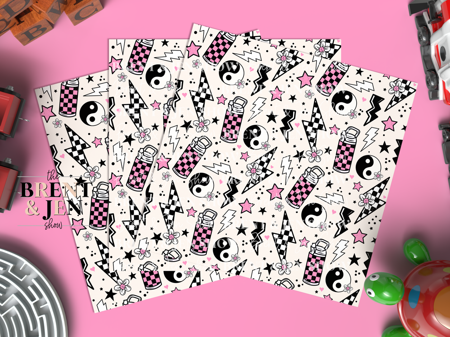 Pink Checkerboard, Printed Patterned Vinyl
