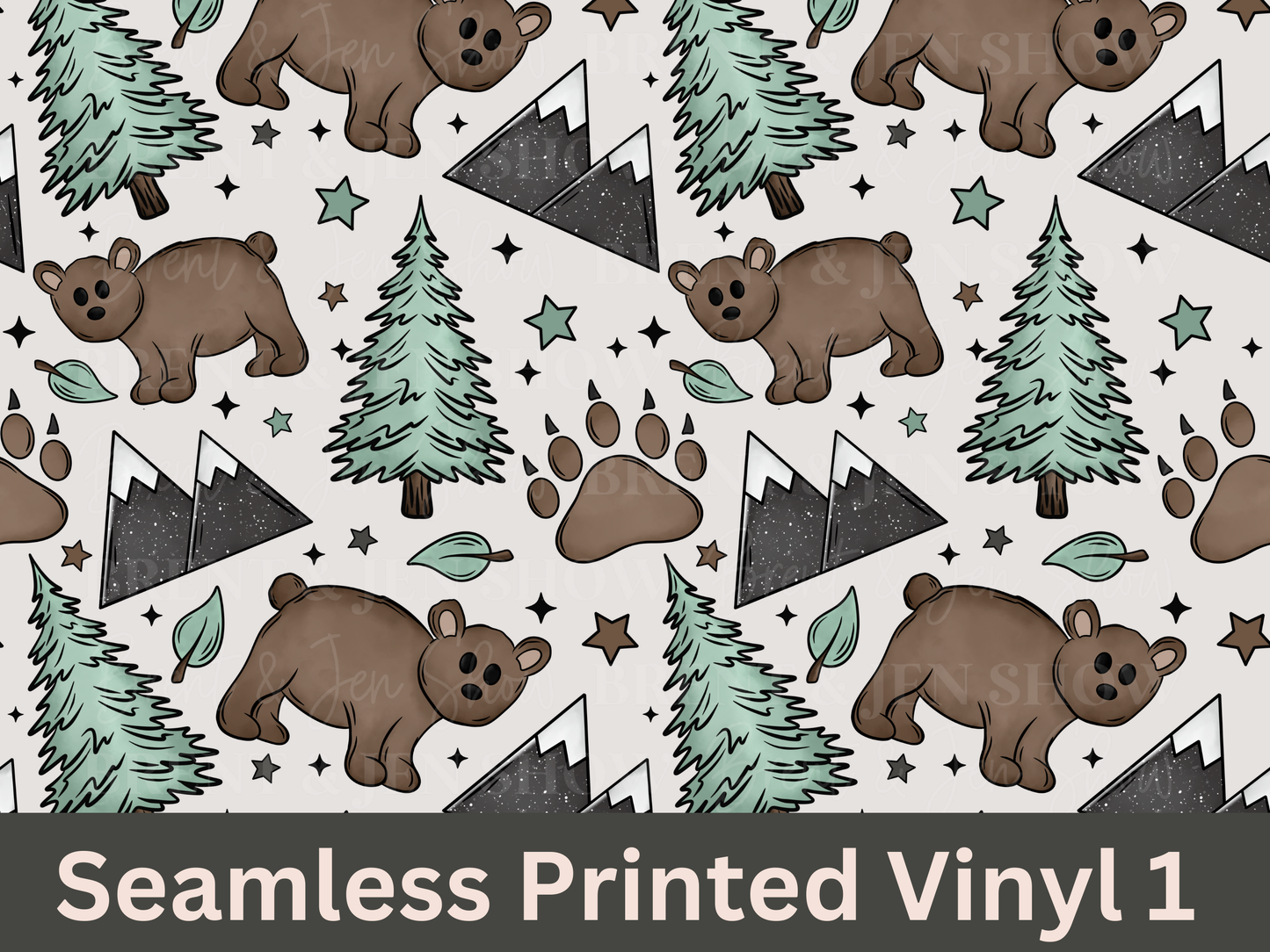 Bears & Trees Seamless Printed Vinyl Pattern