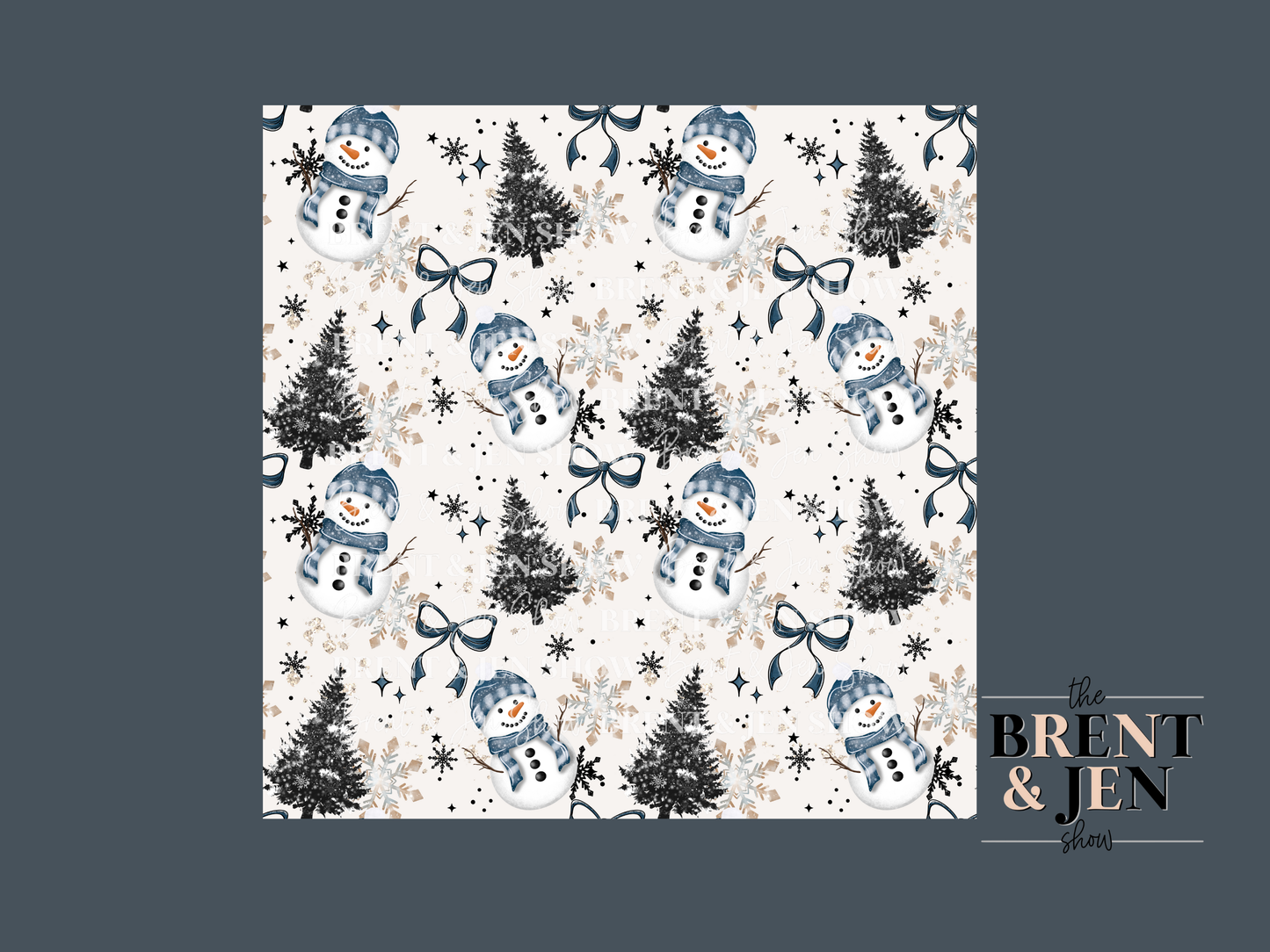 Snowman & Trees Seamless Vinyl Pattern