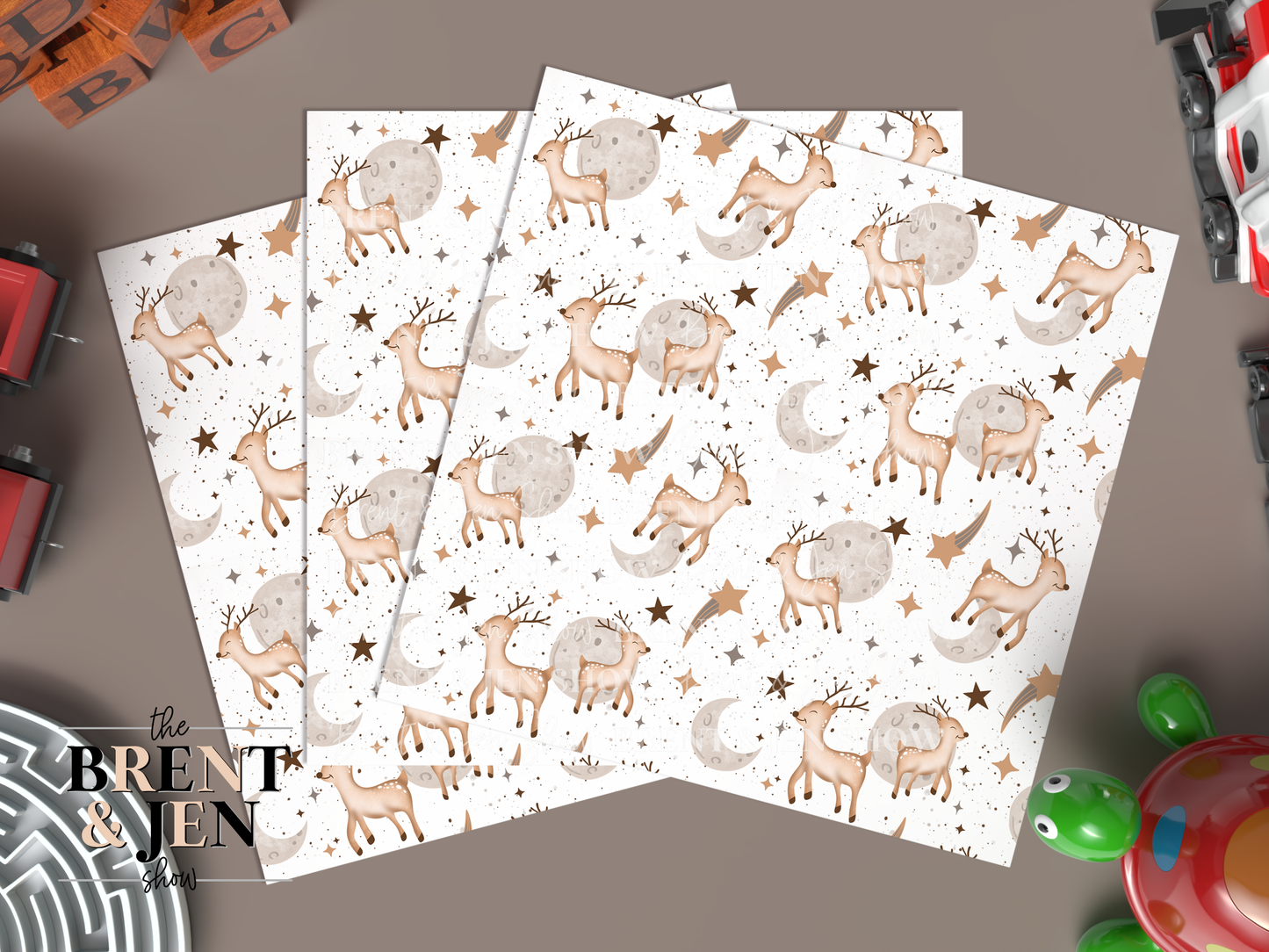 Moon & Reindeer, Printed Patterned Vinyl