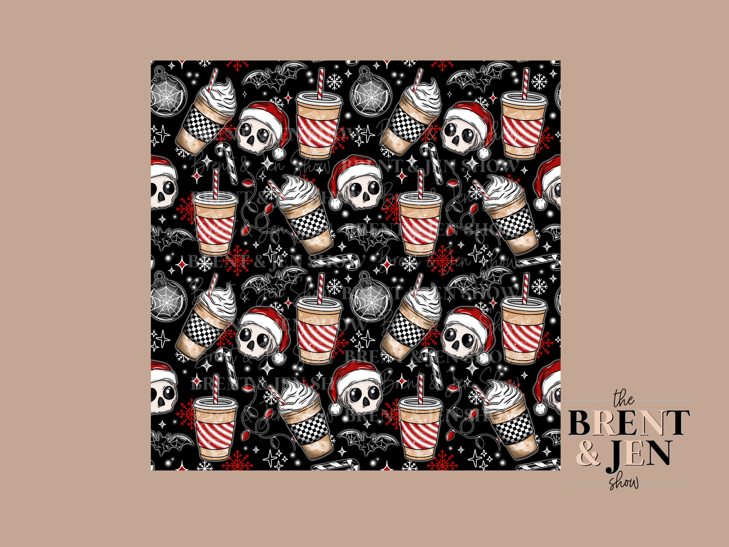 Spooky Christmas Coffee Seamless Vinyl Pattern