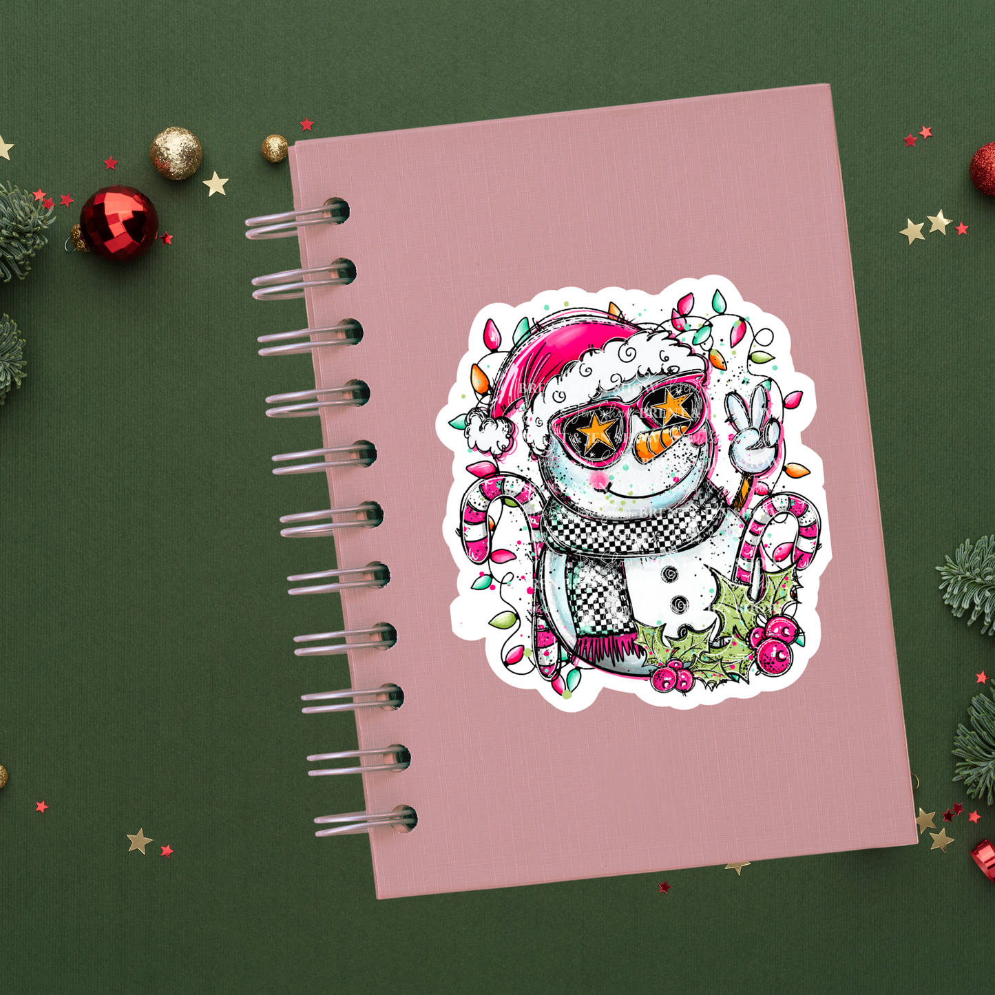 Doodle Snowman Sticker or Car Decal