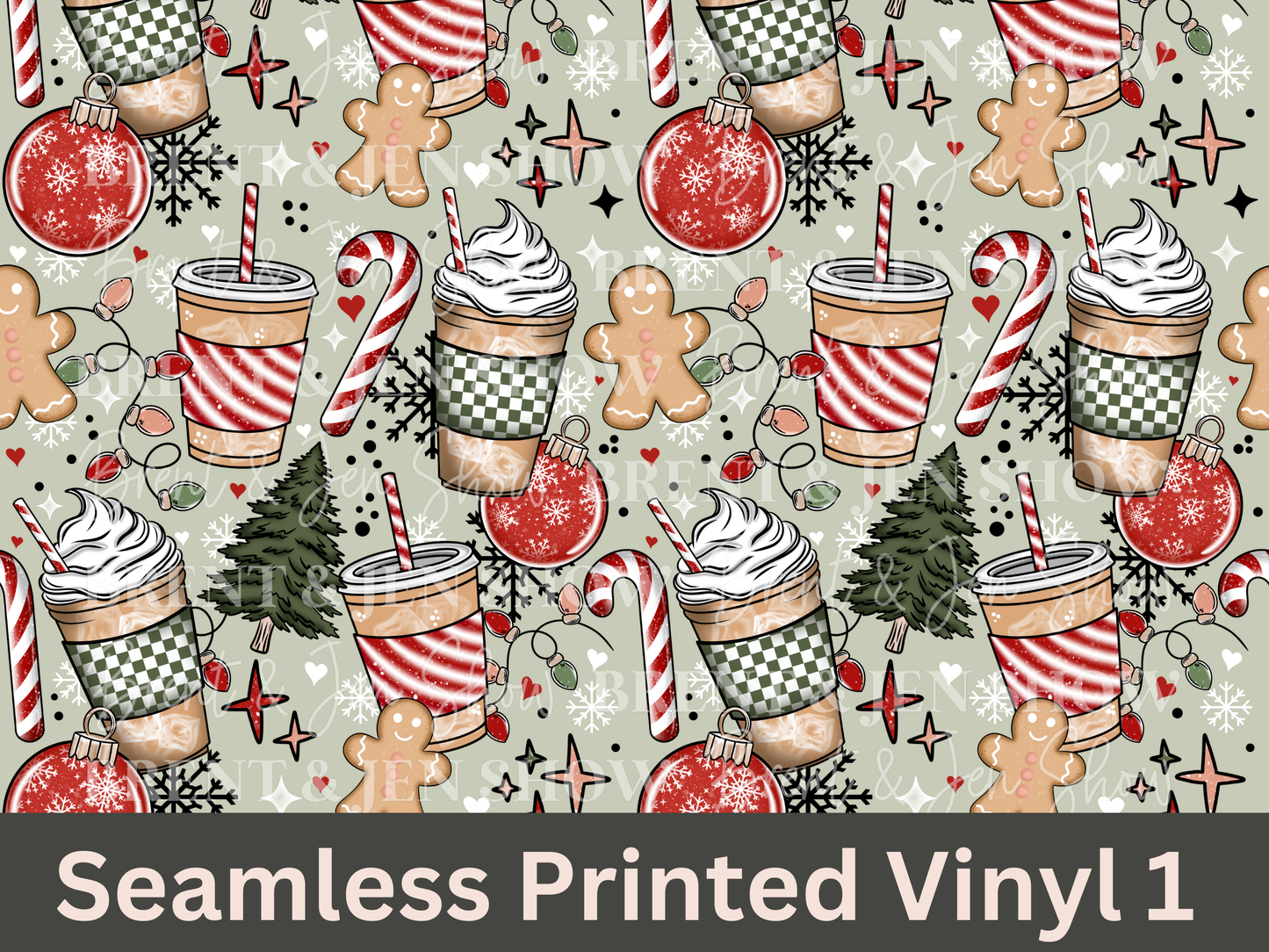 Christmas Coffee Seamless Printed Vinyl Pattern