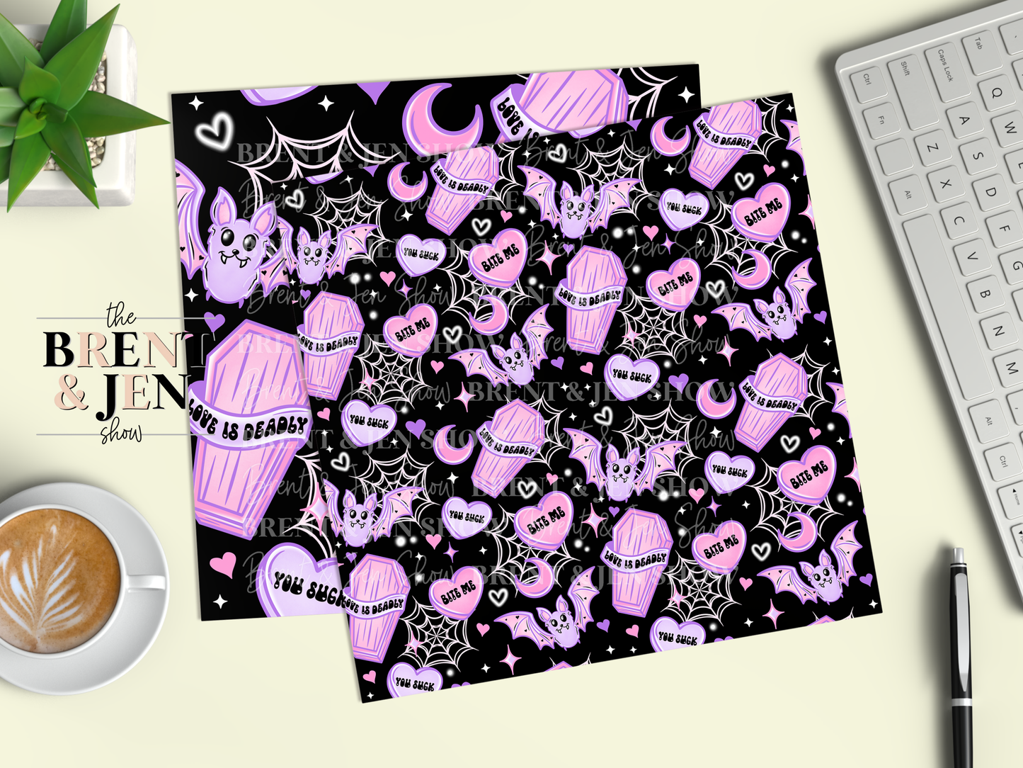 Bat Valentines Day Seamless, Printed Patterned Vinyl