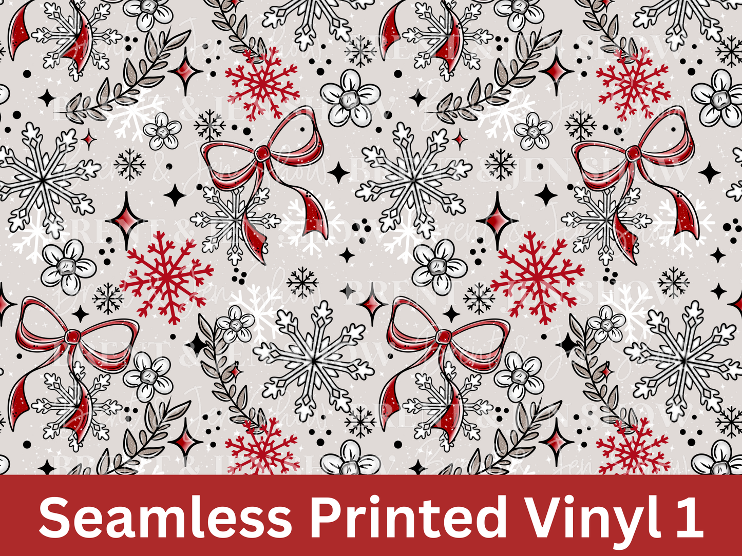 Snow & Bows Seamless Vinyl Pattern