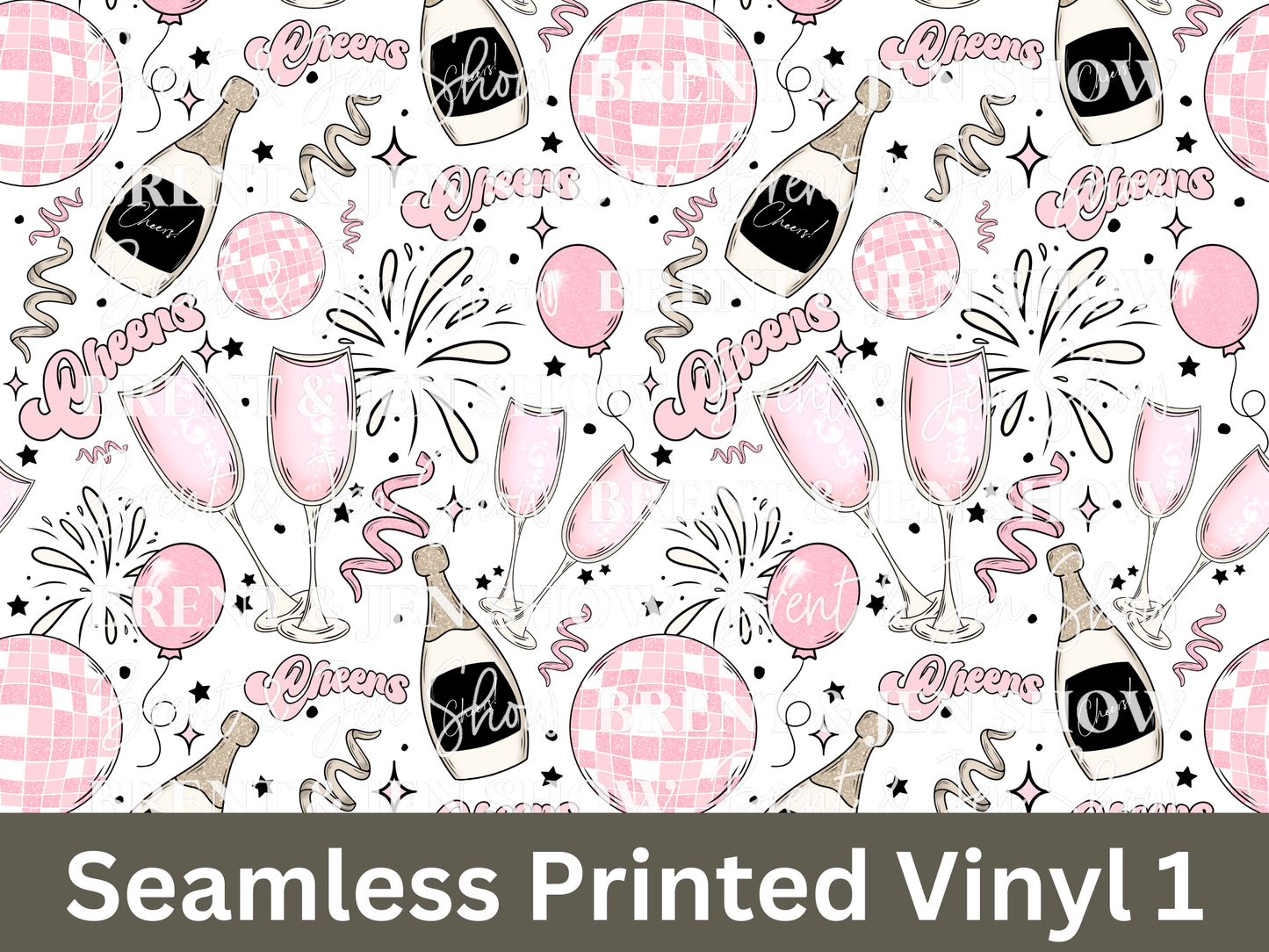 Pink New Years Seamless Vinyl Pattern