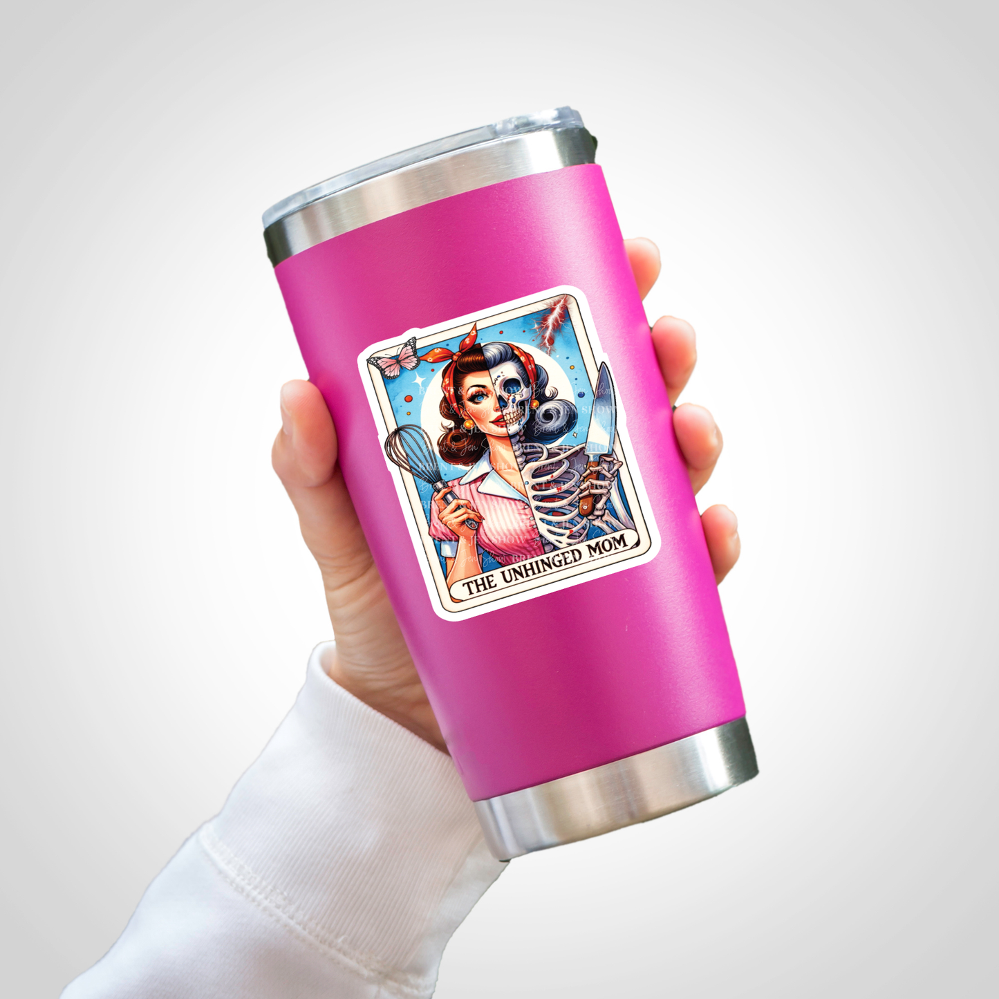 The Unhinged Mom, Tarot Card, Sticker or Car Decal