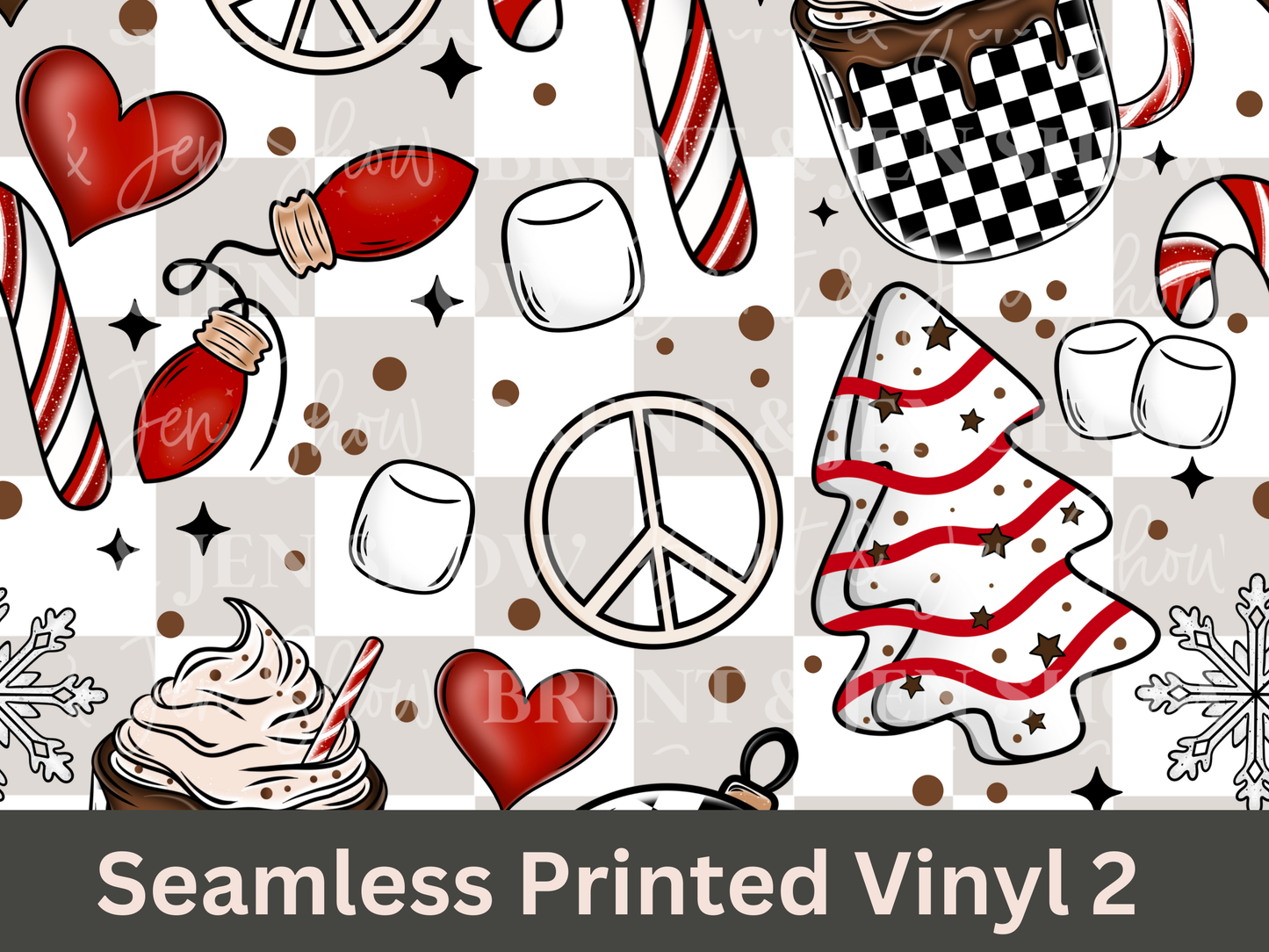 Christmas Things Seamless 2 Printed Vinyl Pattern