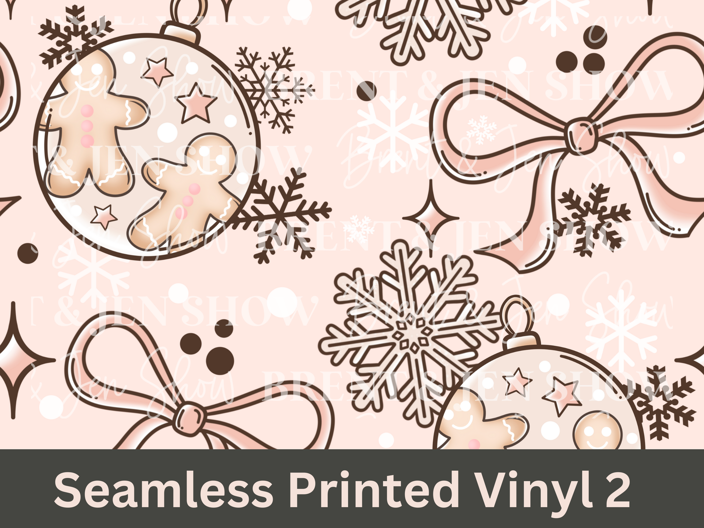 Boho Christmas Snowflakes Seamless Seamless Printed Vinyl Pattern