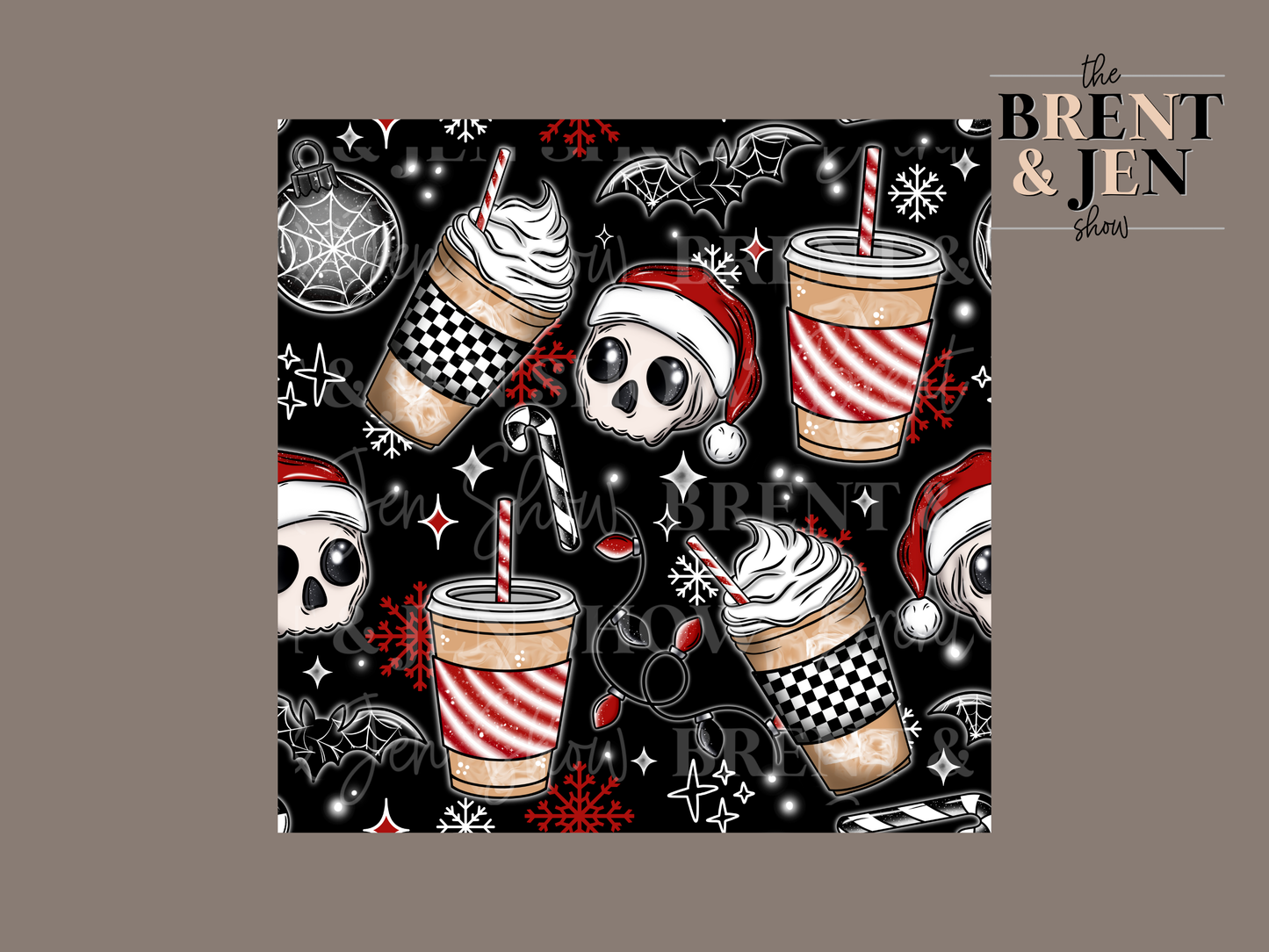 Spooky Christmas Coffee Seamless Vinyl Pattern