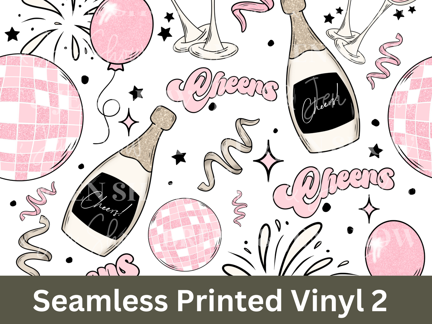 Pink New Years Seamless Vinyl Pattern
