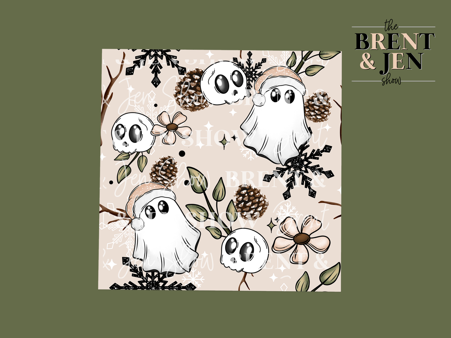Winter Ghosts & Skulls Seamless Vinyl Pattern