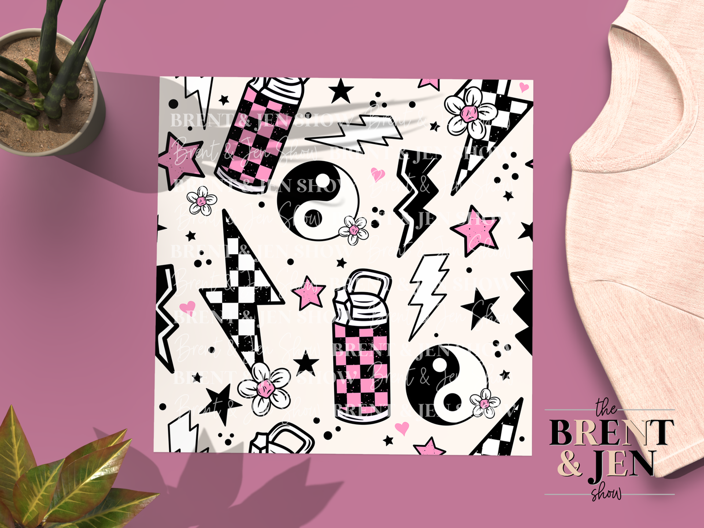 Pink Checkerboard, Printed Patterned Vinyl