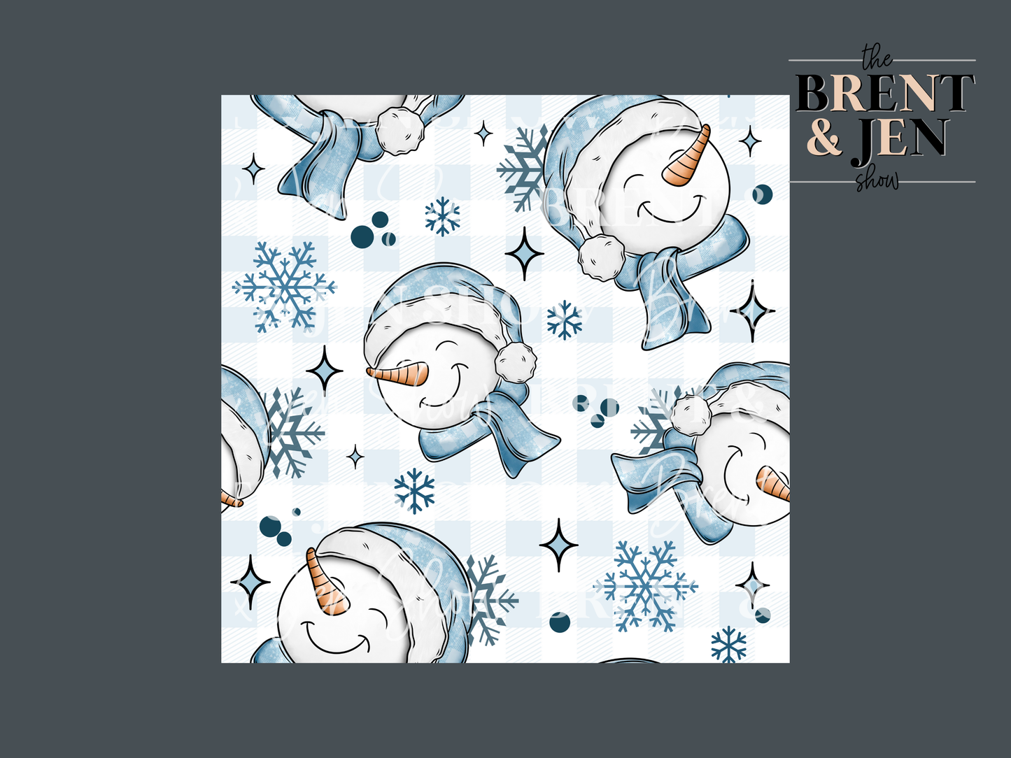 Blue Snowman Seamless Vinyl Pattern