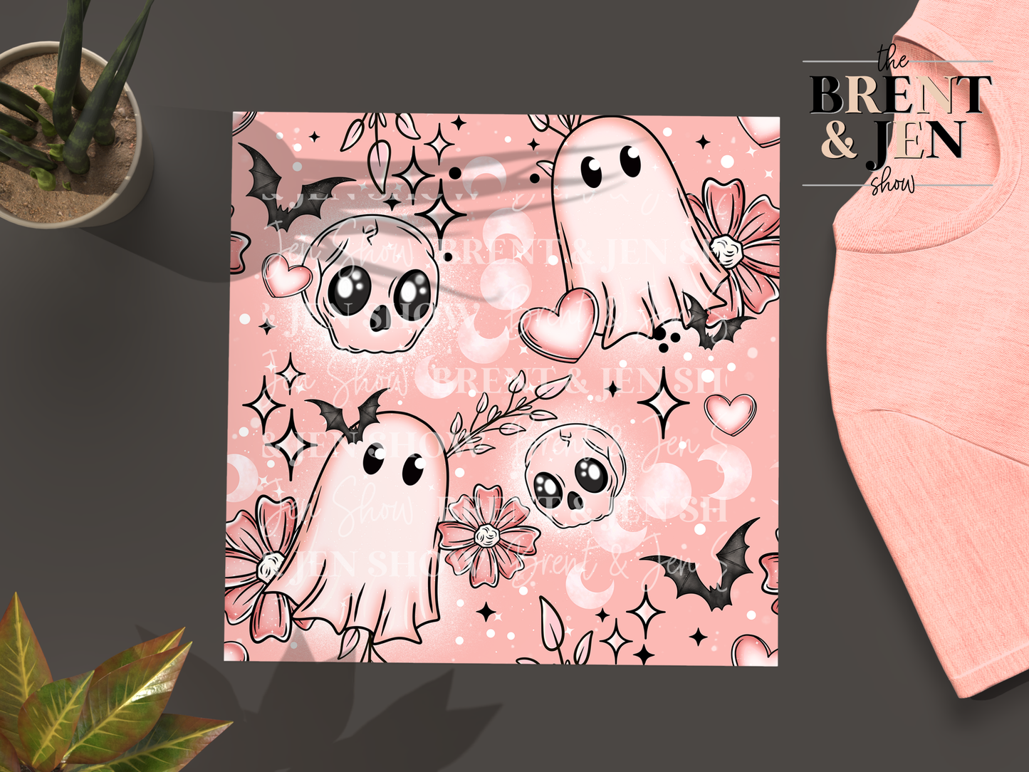 Valetines Day Ghosts, Printed Patterned Vinyl