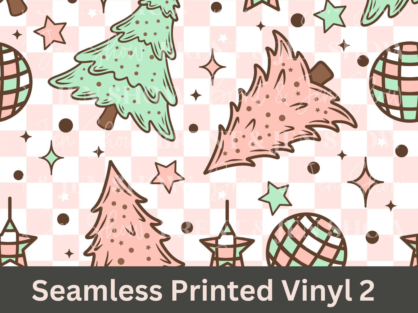 Christmas Disco Trees Seamless Printed Vinyl Pattern