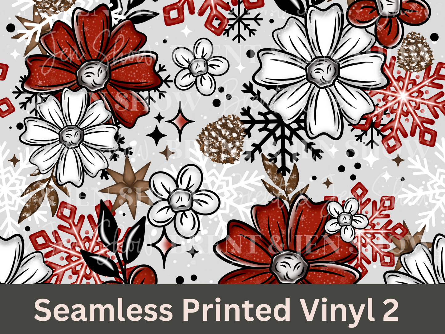 Christmas Florals Seamless Printed Vinyl Pattern
