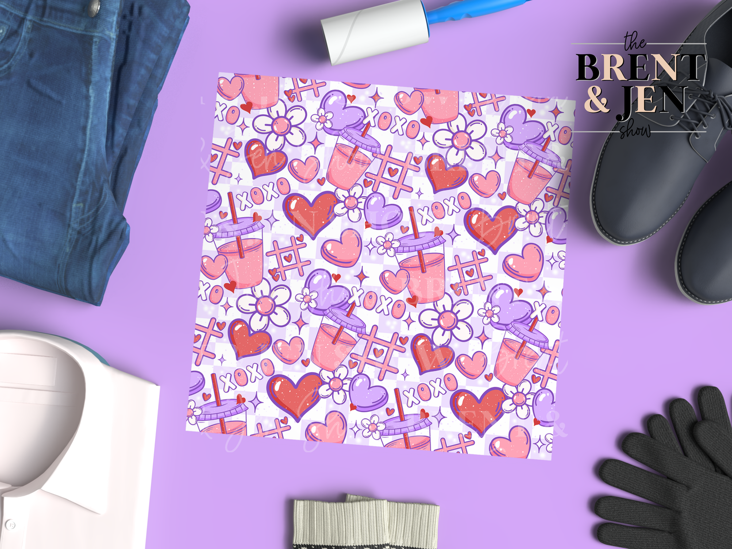 XOXO Heart Flowers Seamless, Printed Patterned Vinyl