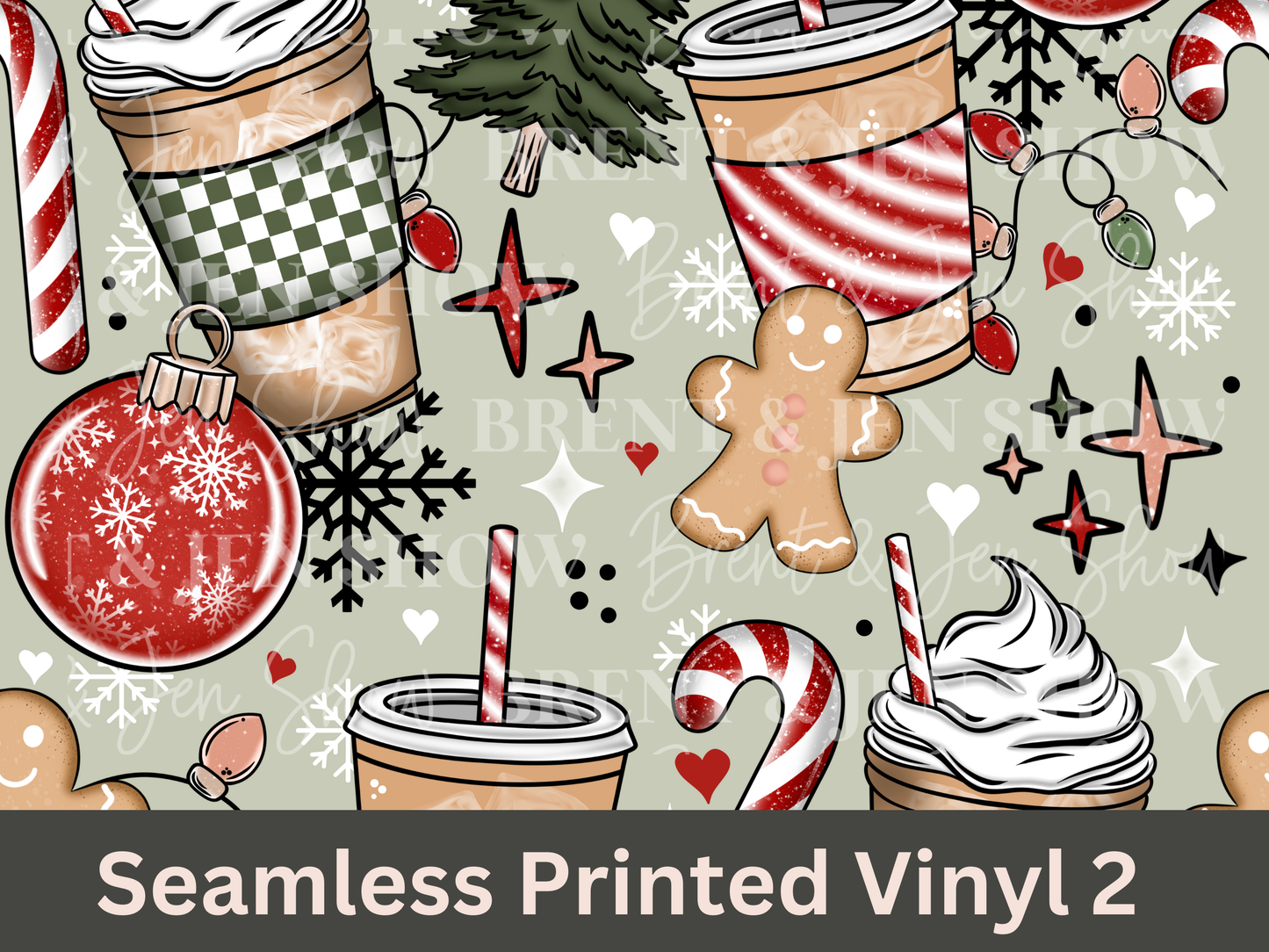 Christmas Coffee Seamless Printed Vinyl Pattern