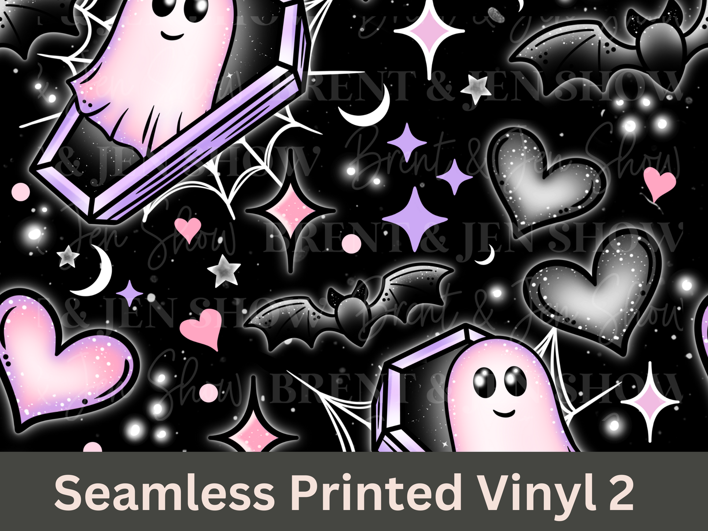 Coffin Ghosts Seamless Printed Vinyl Pattern