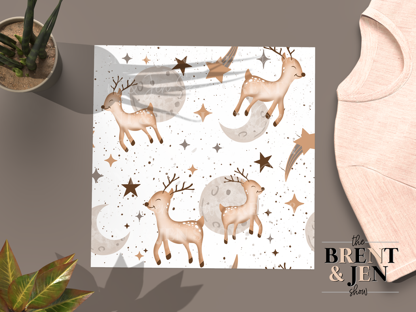 Moon & Reindeer, Printed Patterned Vinyl