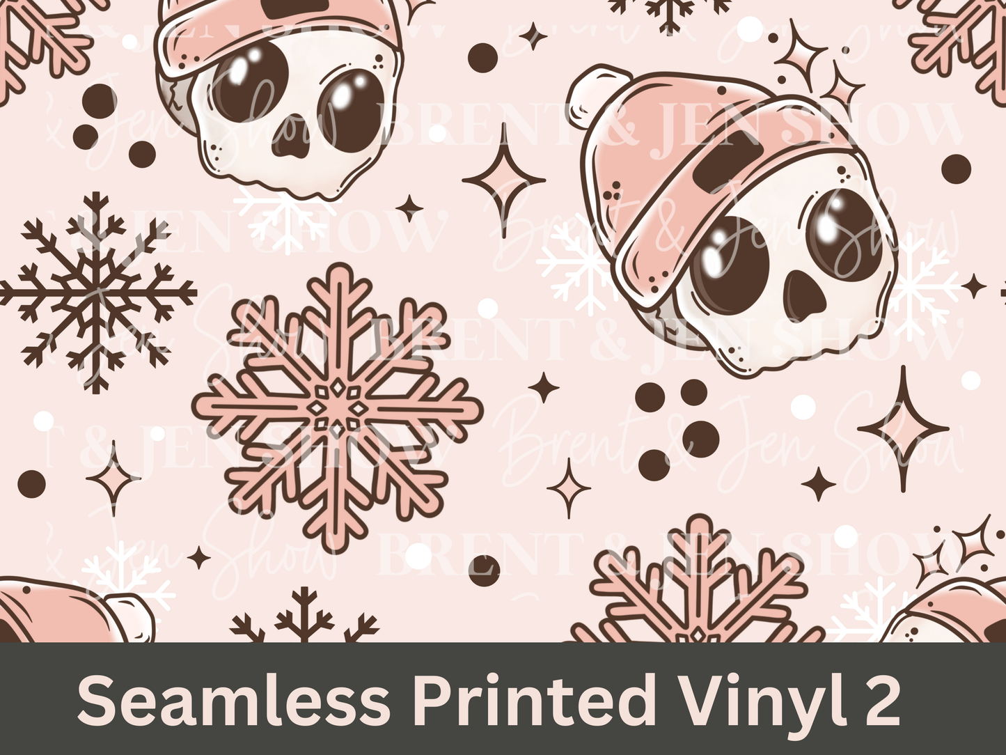Cozy Winter Skull Seamless Printed Vinyl Pattern