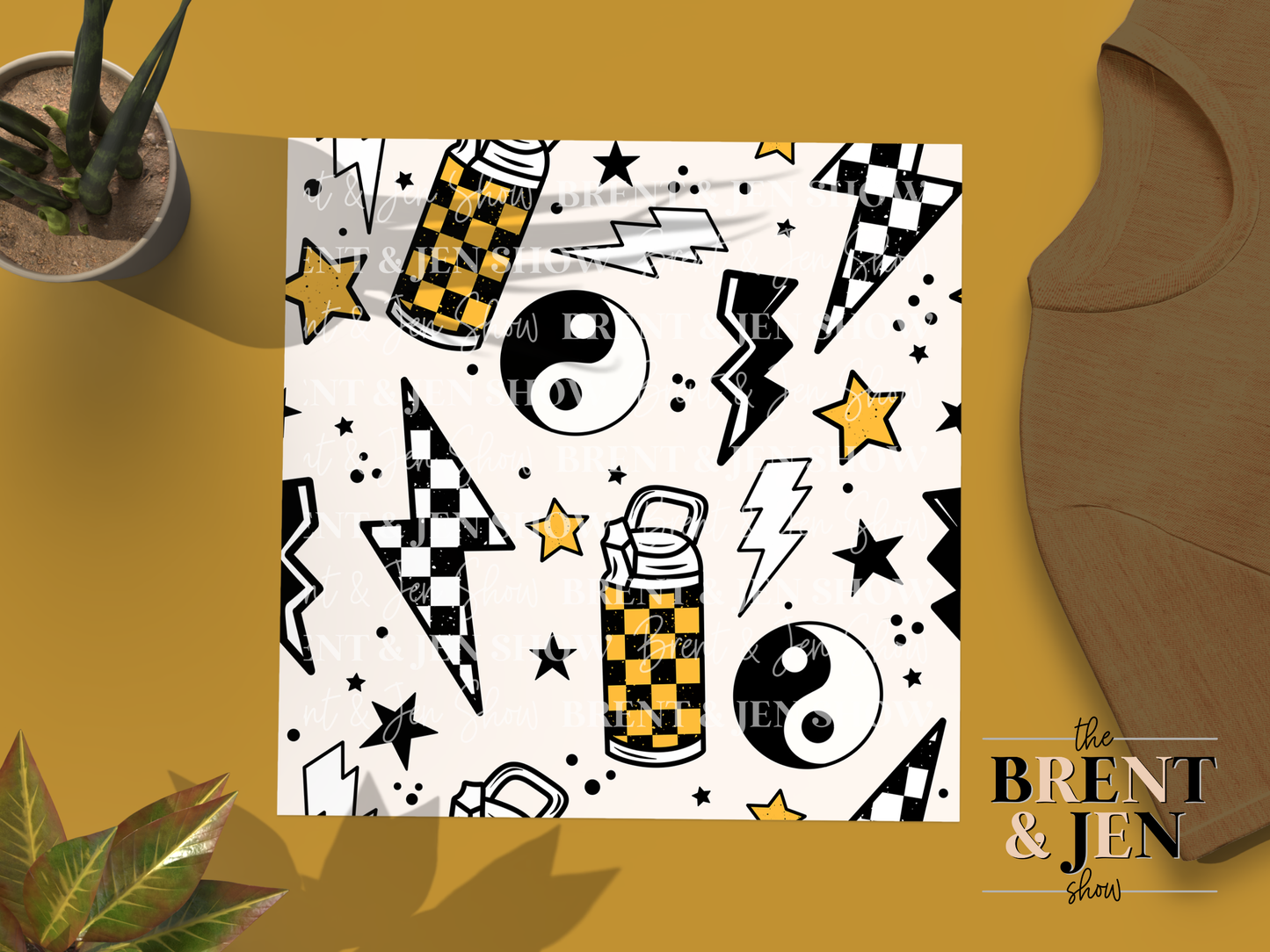 Yellow Checkerboard, Printed Patterned Vinyl