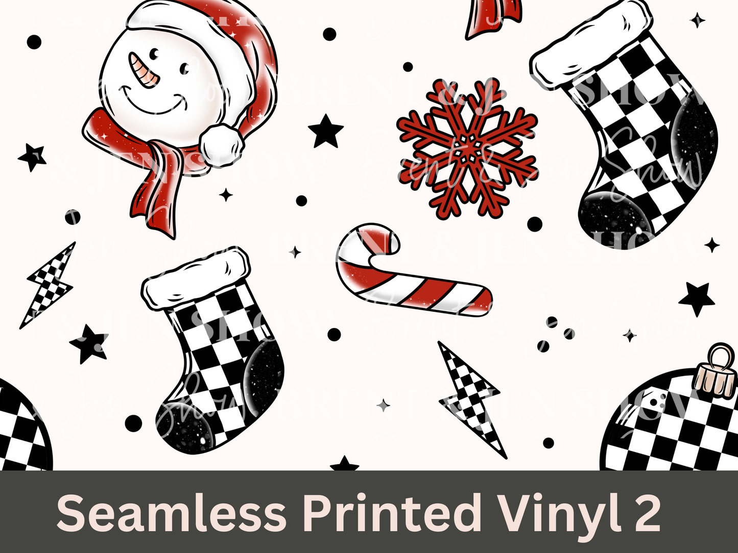 Checker Christmas Snowman Seamless Printed Vinyl Pattern