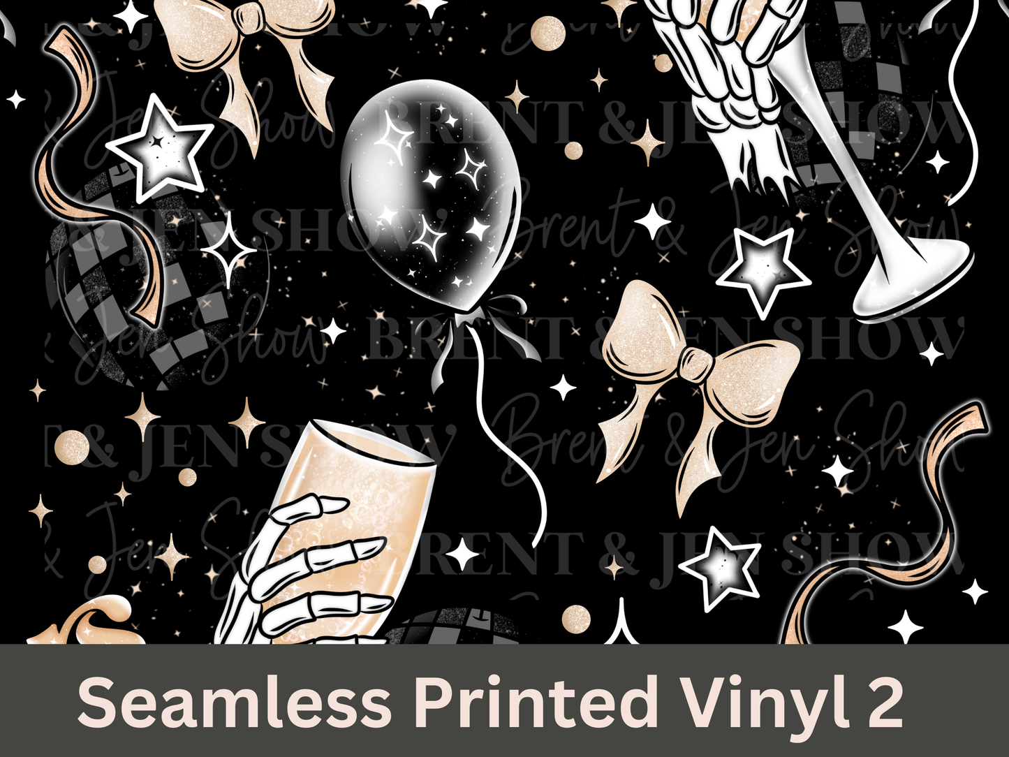 Cheers New Years Seamless Printed Vinyl Pattern