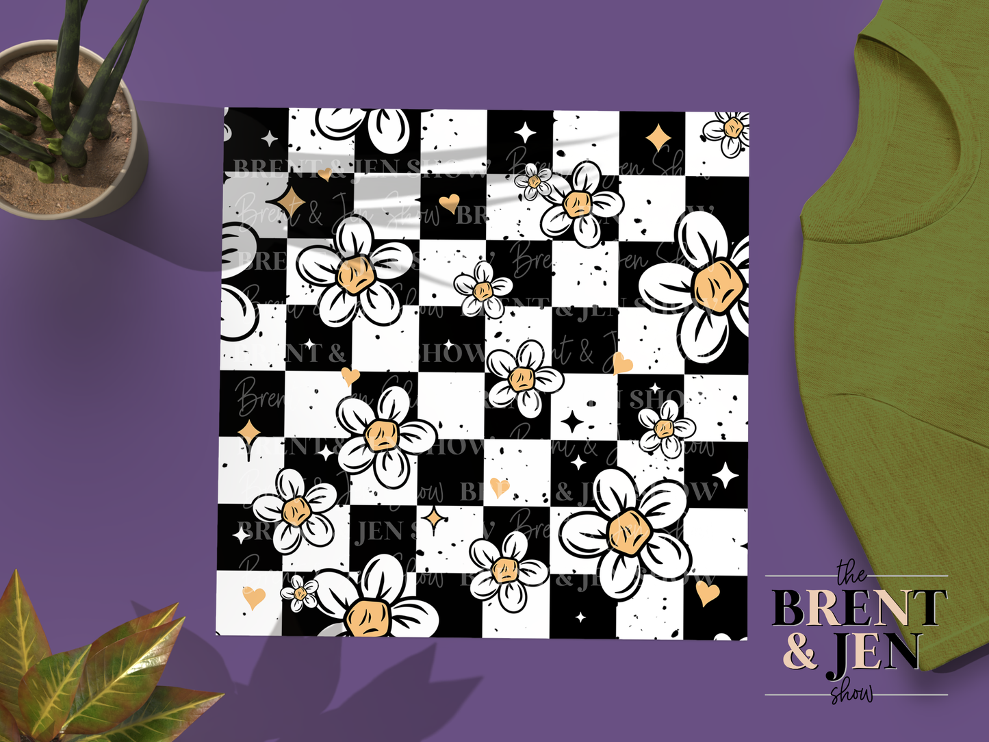 Daisy Checkerboard, Printed Patterned Vinyl