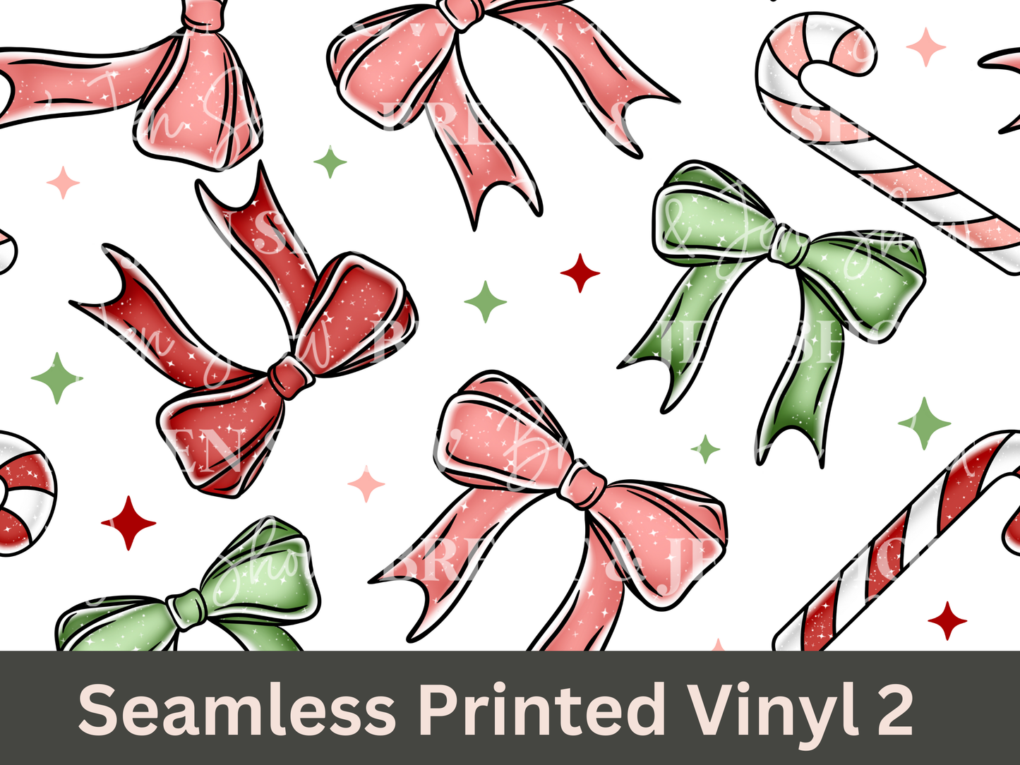 Candy Cane Bows Seamless Printed Vinyl Pattern (Copy)