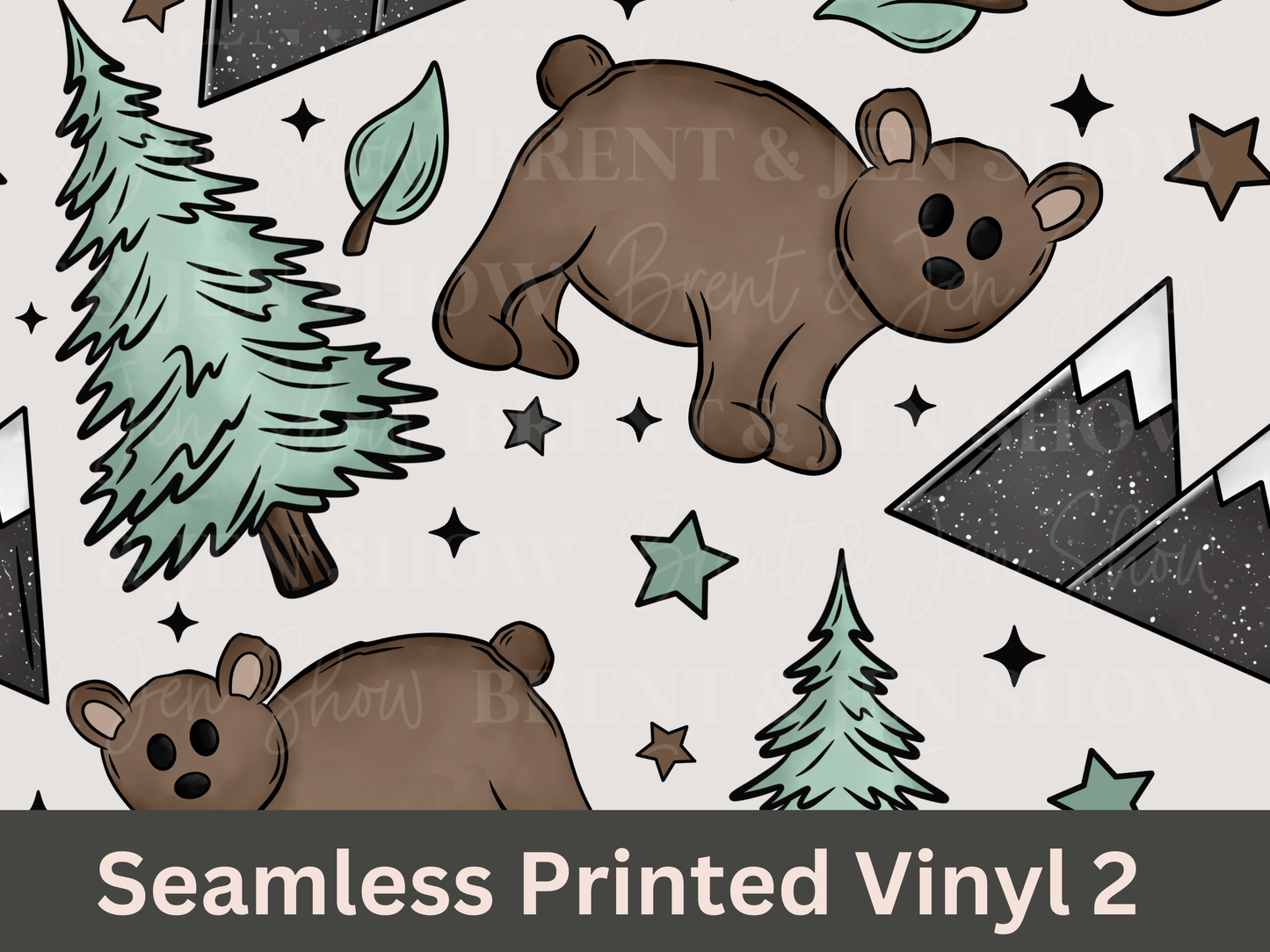 Bears & Trees Seamless Printed Vinyl Pattern