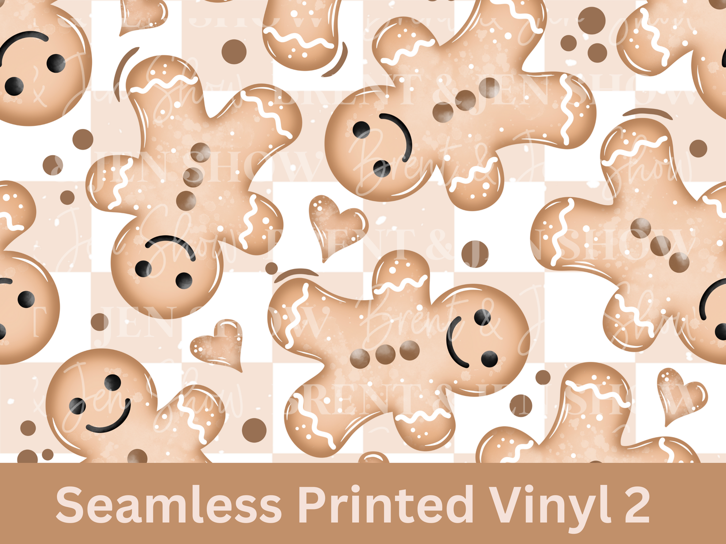 Gingerbread Hearts Seamless Vinyl Pattern