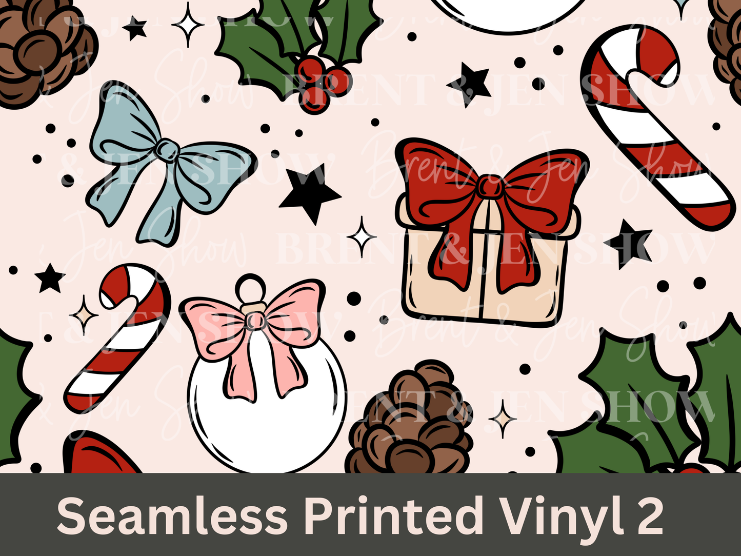 Christmas Doodles Seamless 2 Printed Vinyl Pattern