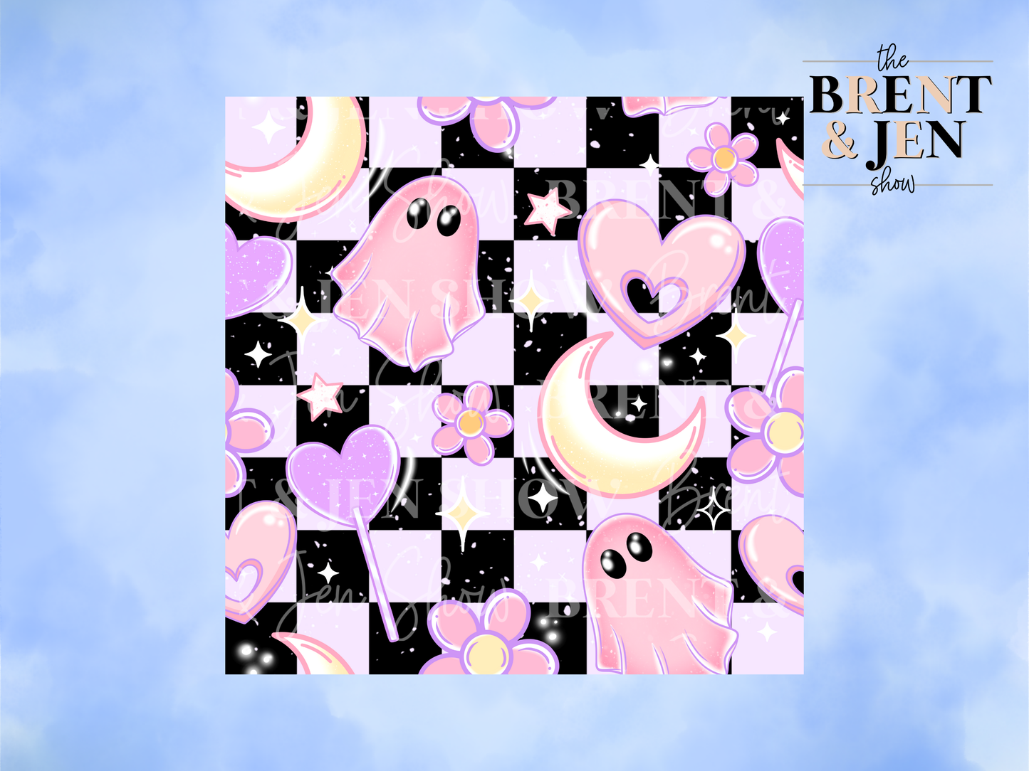Valentines Moons & Ghosts Seamless Vinyl Pattern